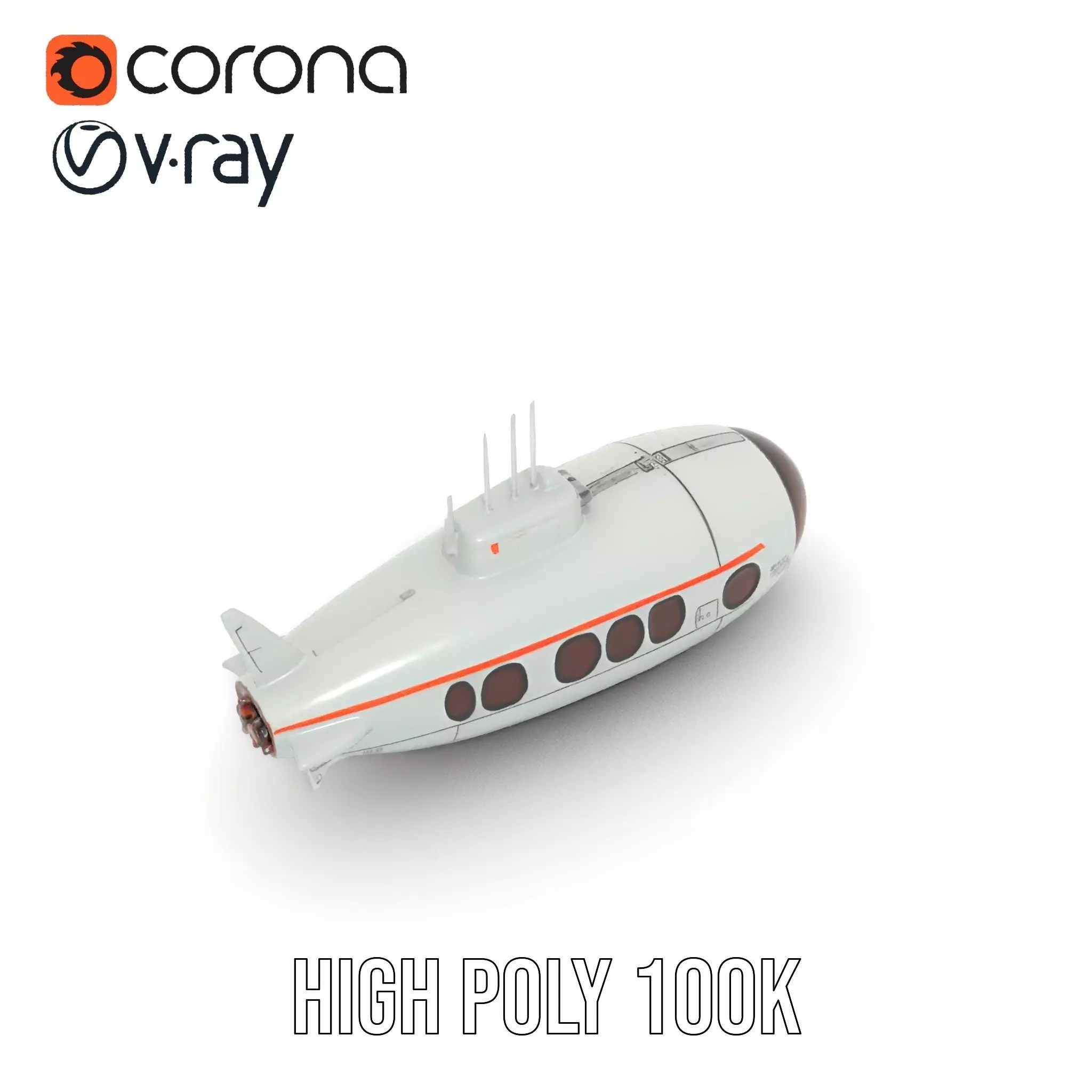 Futuristic Submarine model pack Low-poly 3D model_15