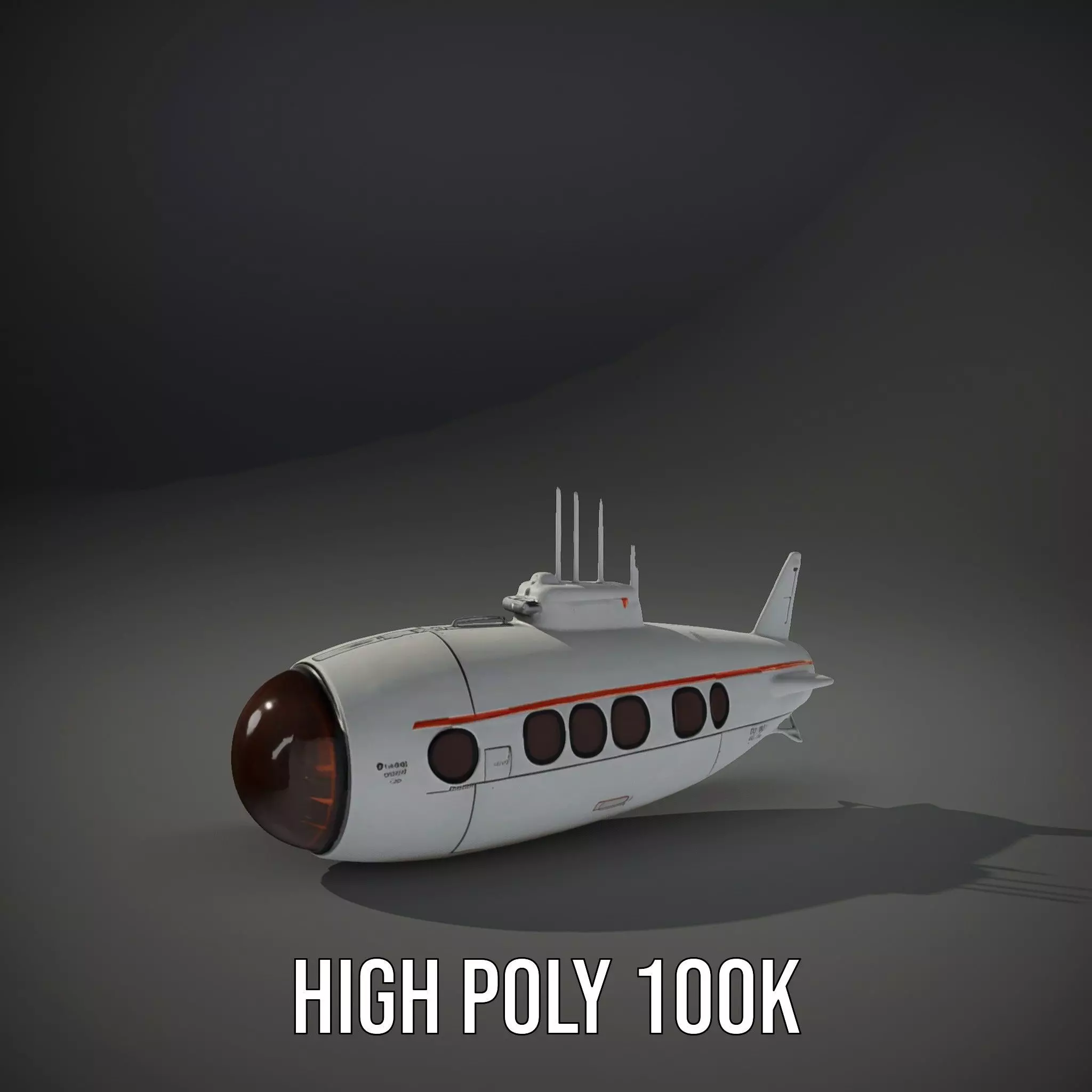 Futuristic Submarine model pack Low-poly 3D model_10