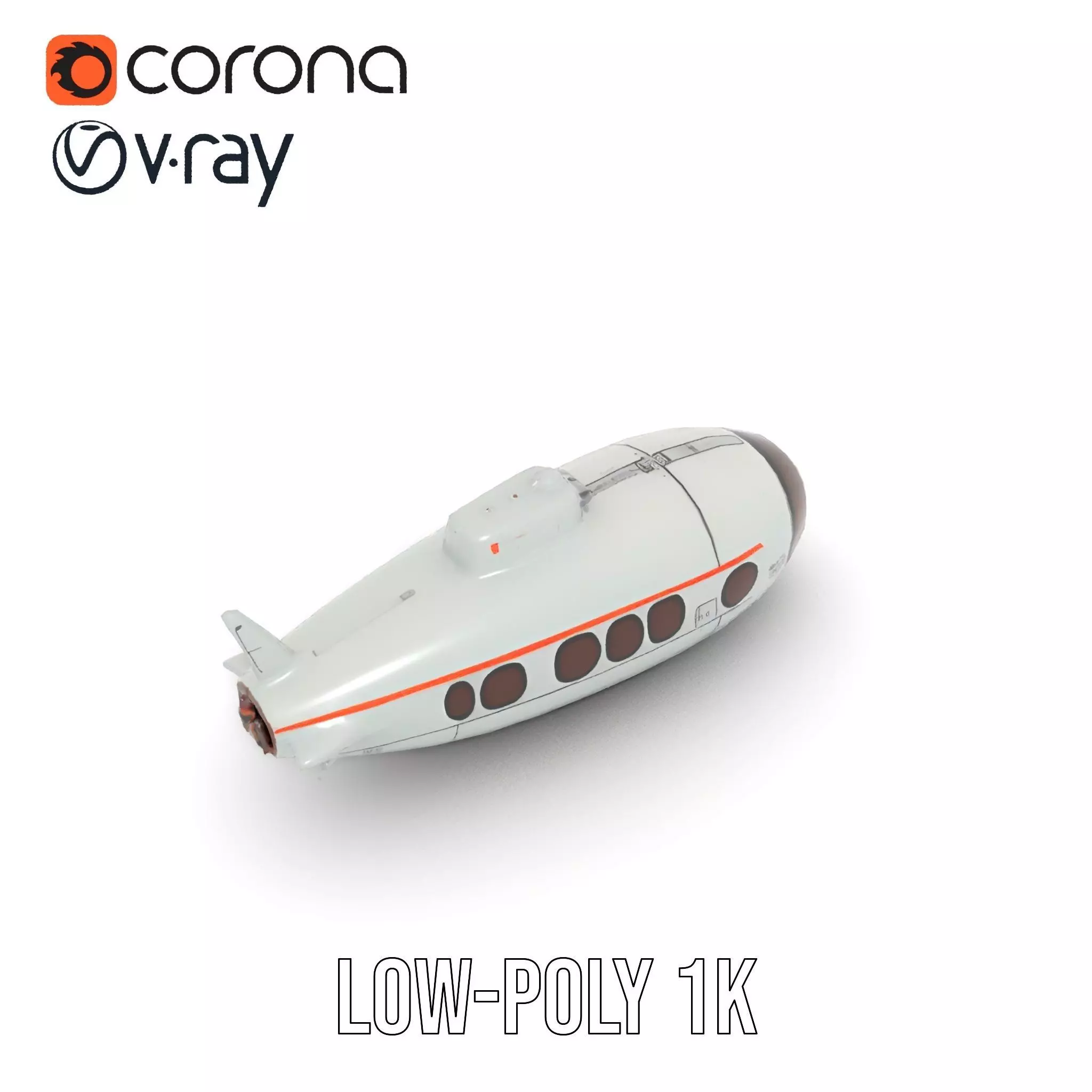 Futuristic Submarine model pack Low-poly 3D model_7