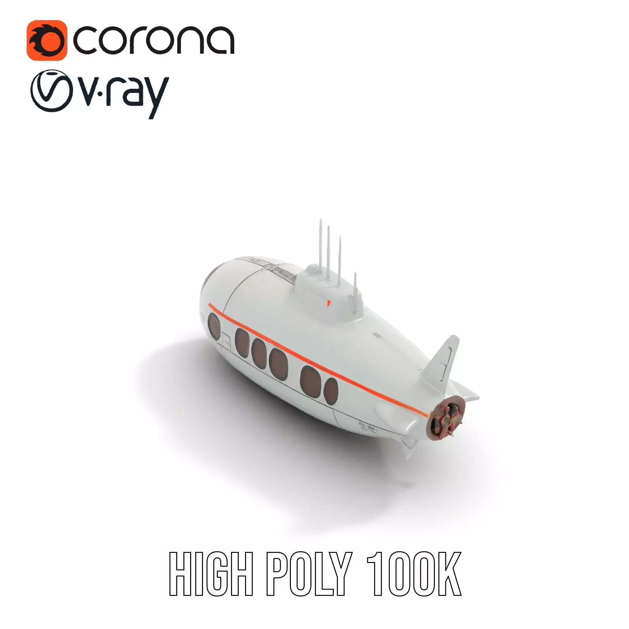 Futuristic Submarine model pack Low-poly 3D model_31