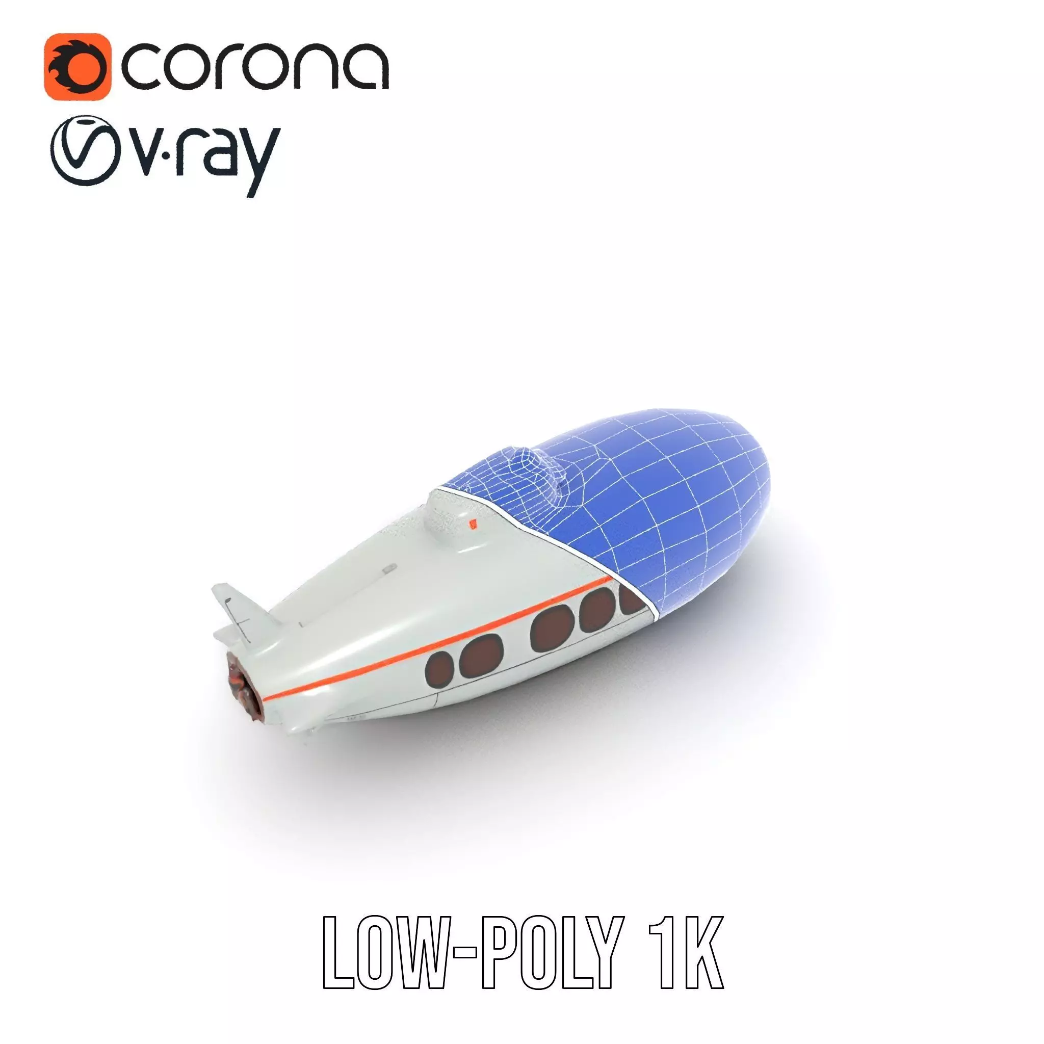 Futuristic Submarine model pack Low-poly 3D model_22