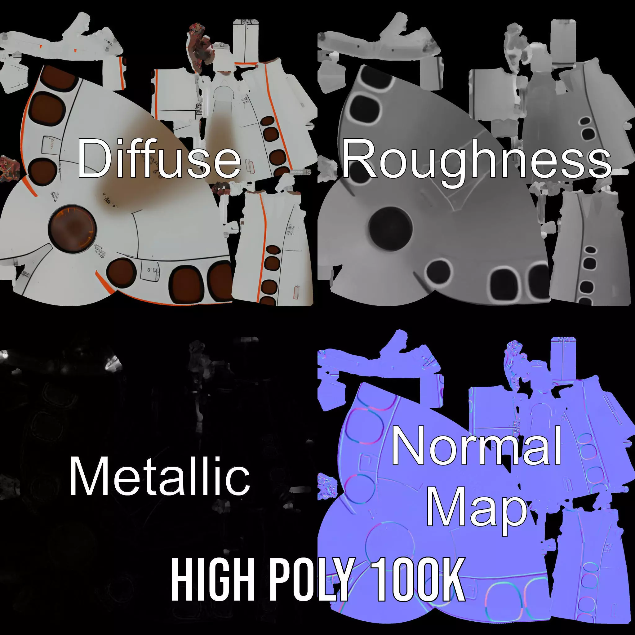 Futuristic Submarine model pack Low-poly 3D model_3