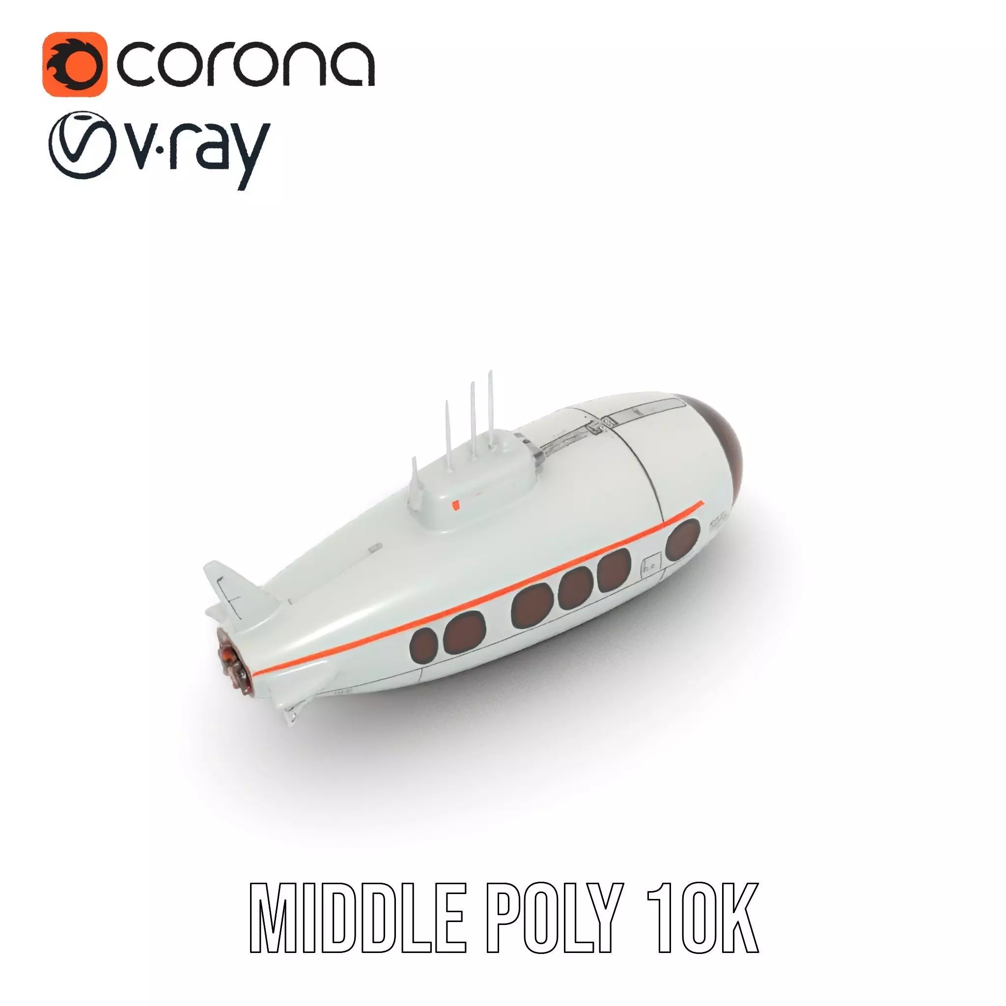 Futuristic Submarine model pack Low-poly 3D model_13