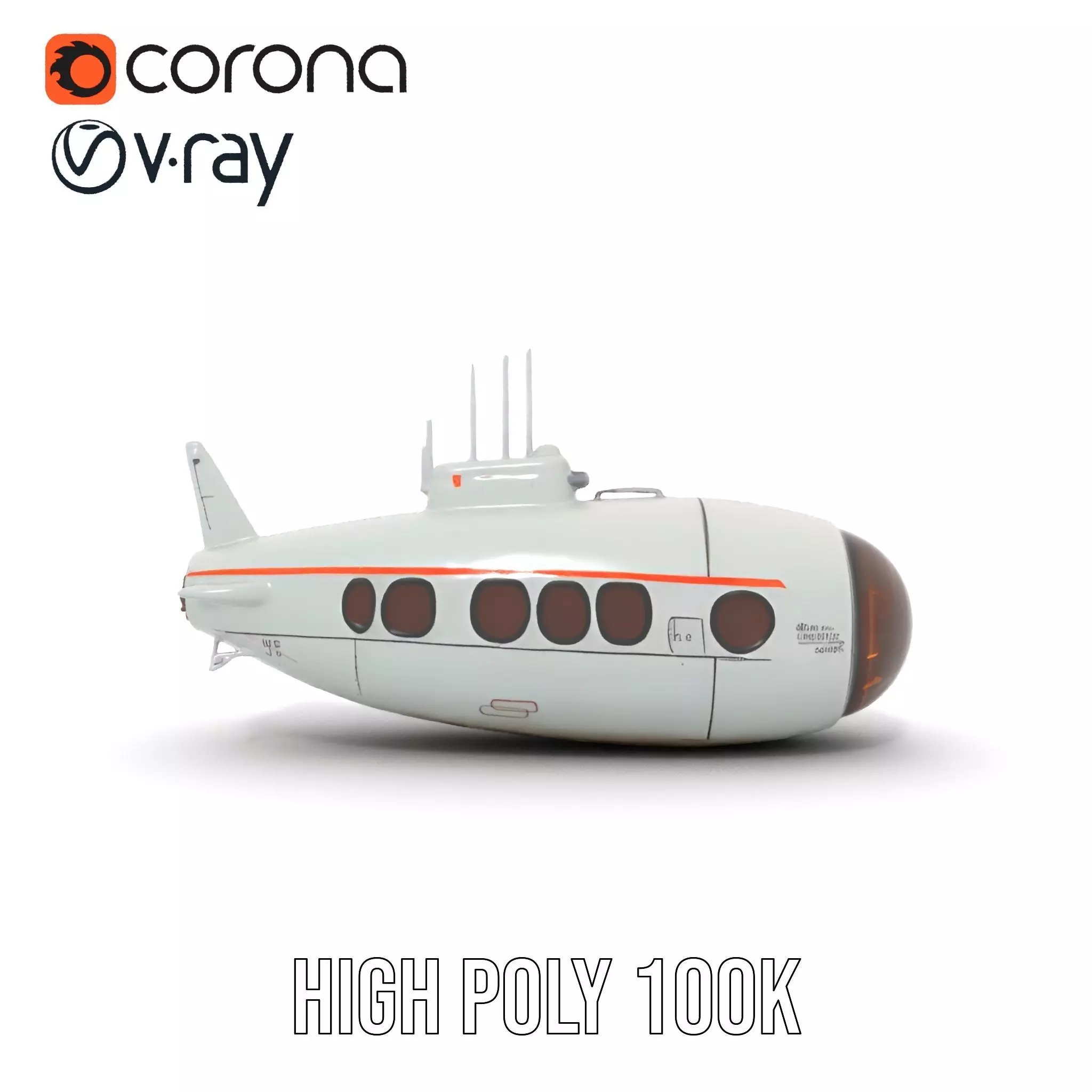 Futuristic Submarine model pack Low-poly 3D model_25