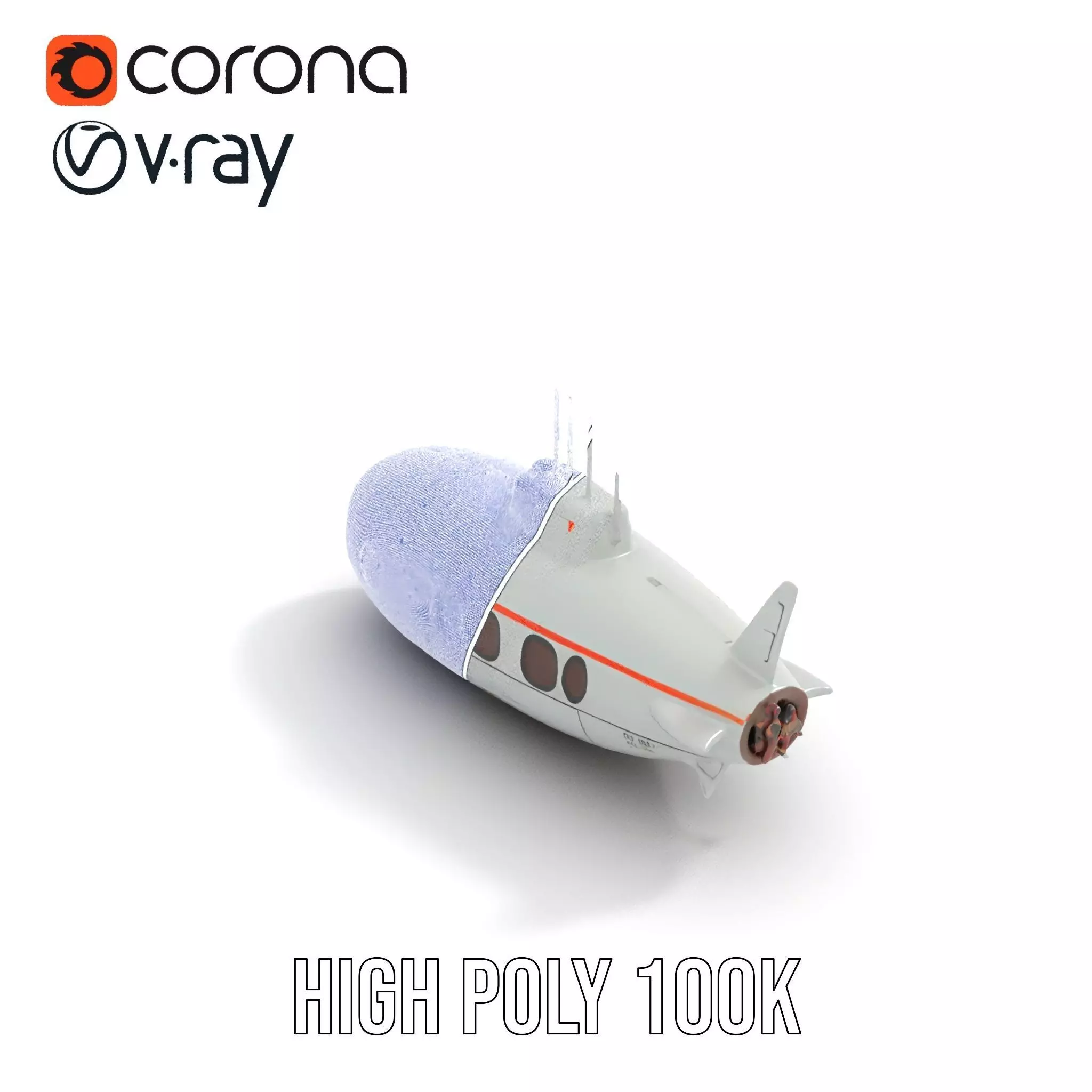 Futuristic Submarine model pack Low-poly 3D model_28