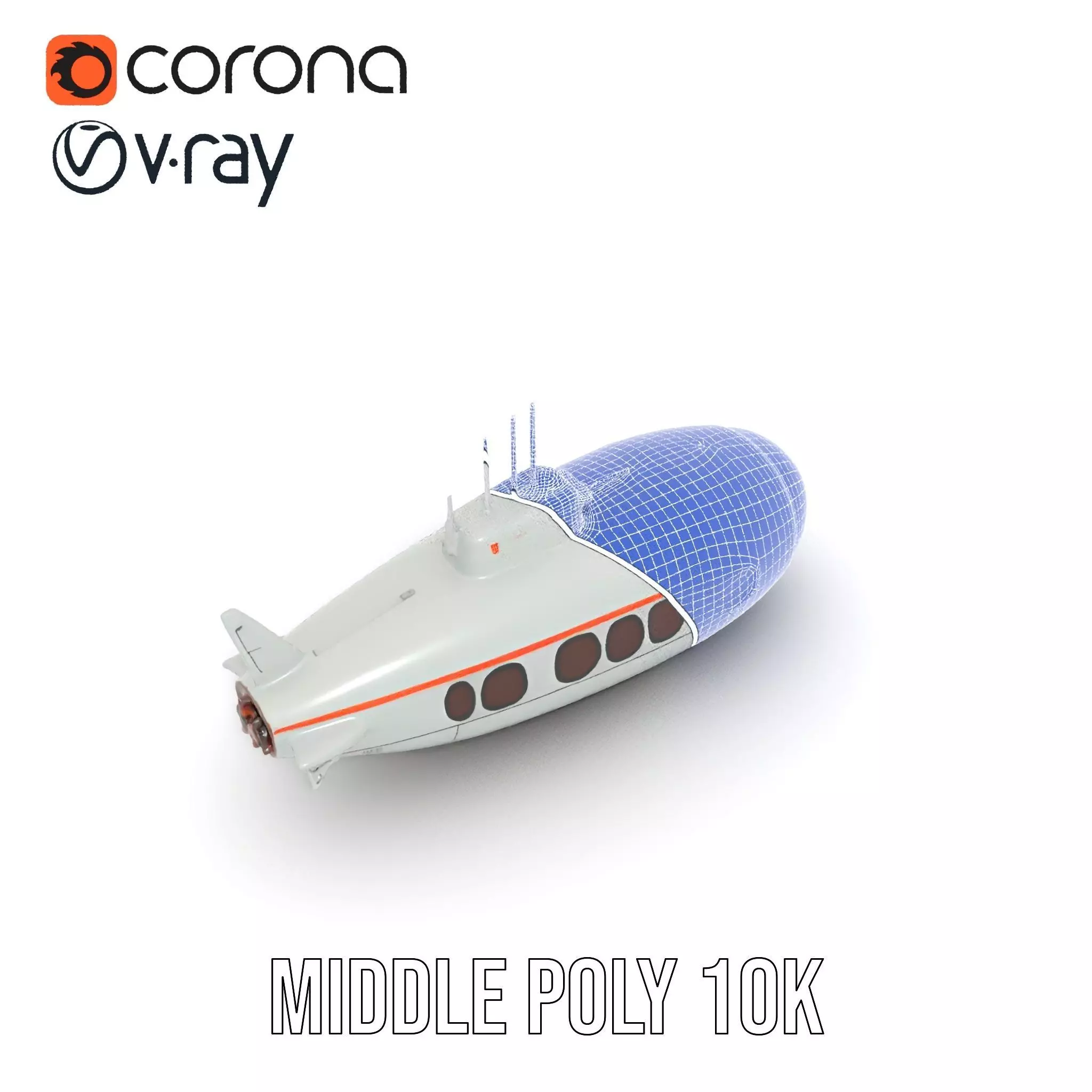 Futuristic Submarine model pack Low-poly 3D model_29