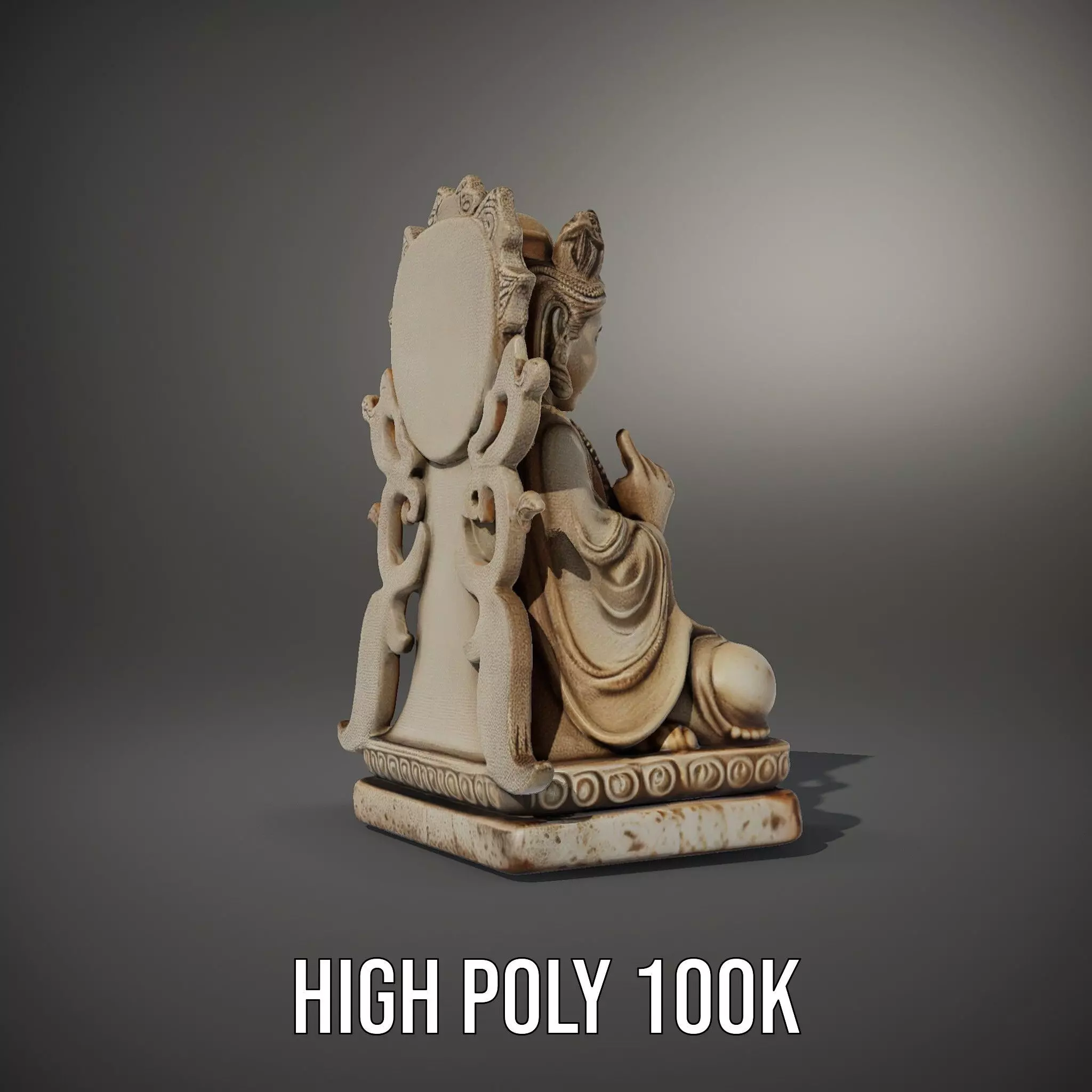 Serene Buddha Sculpture model pack Low-poly 3D model_8
