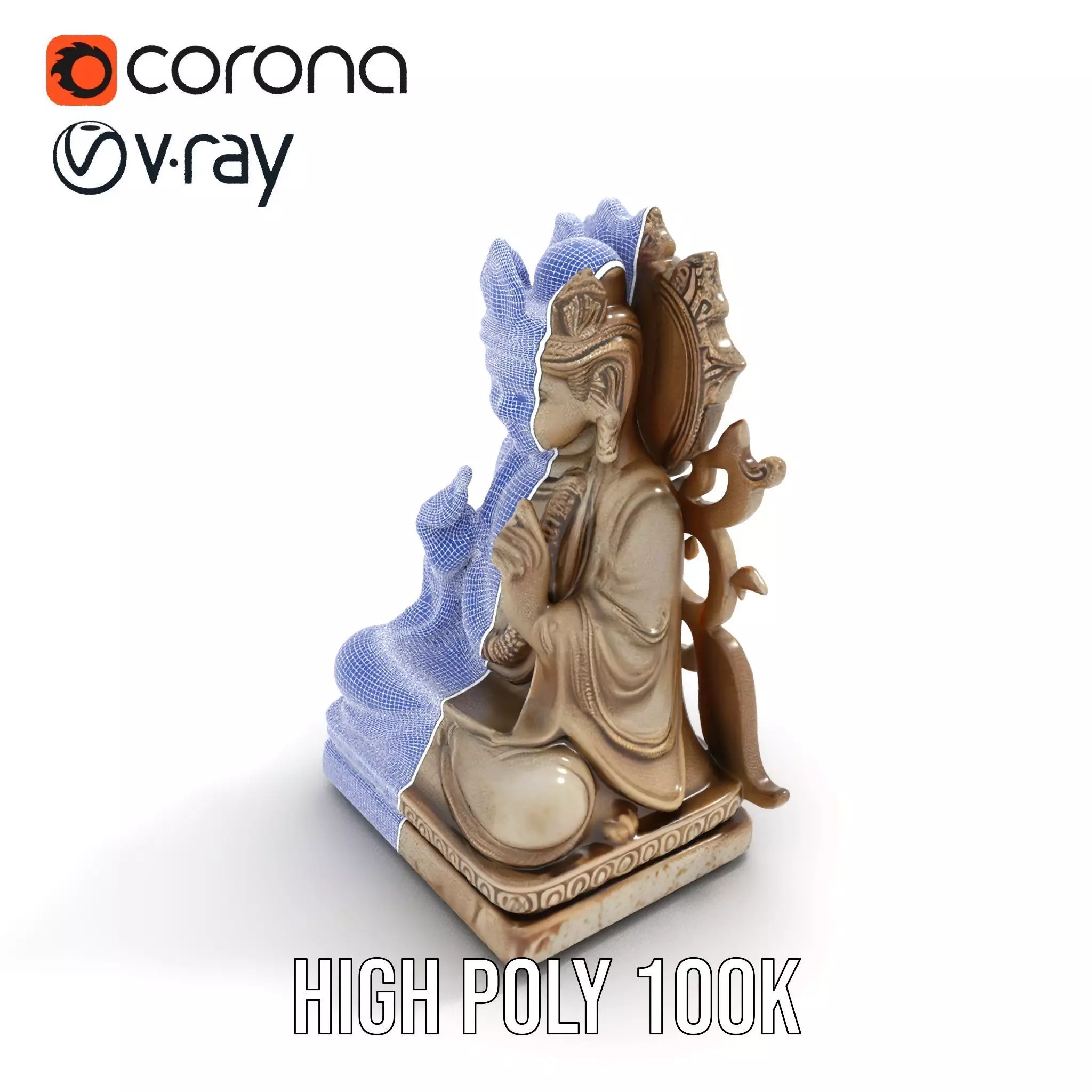 Serene Buddha Sculpture model pack Low-poly 3D model_28