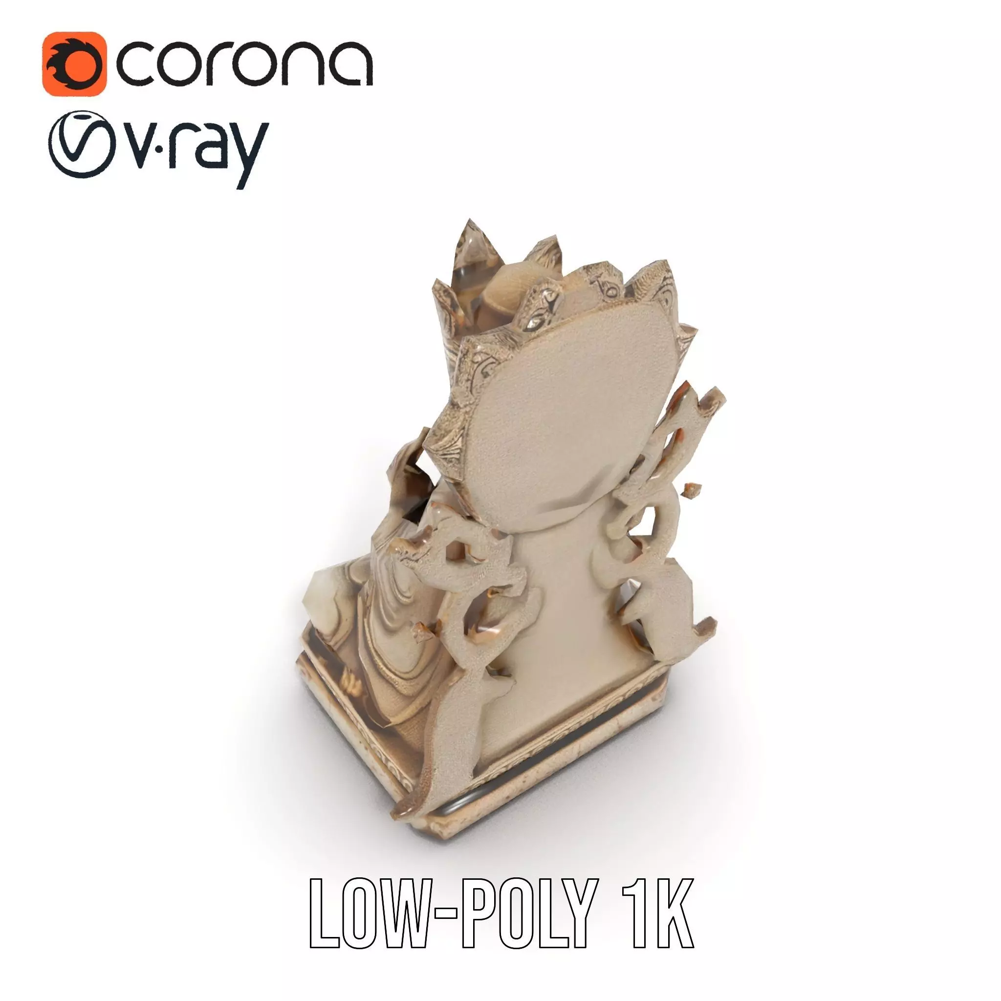 Serene Buddha Sculpture model pack Low-poly 3D model_9