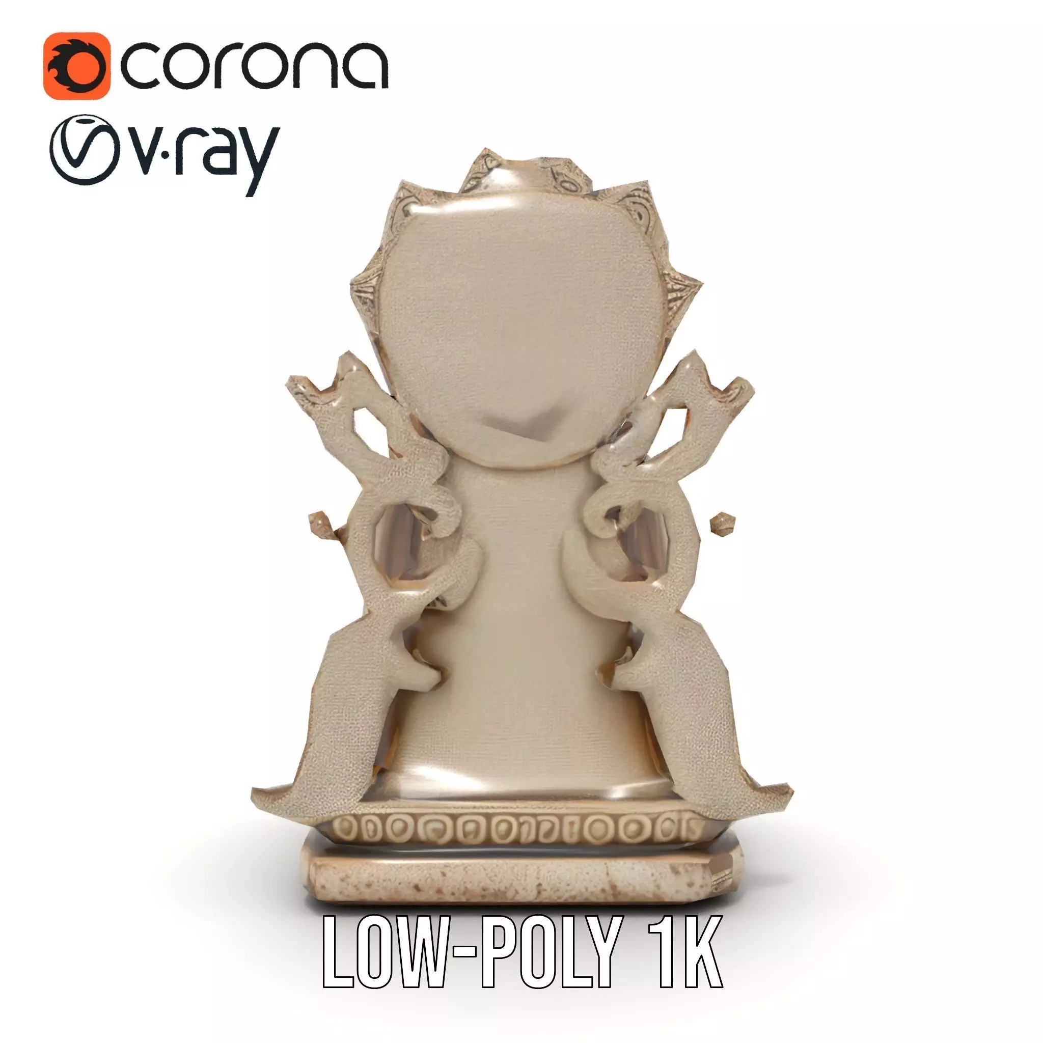 Serene Buddha Sculpture model pack Low-poly 3D model_12