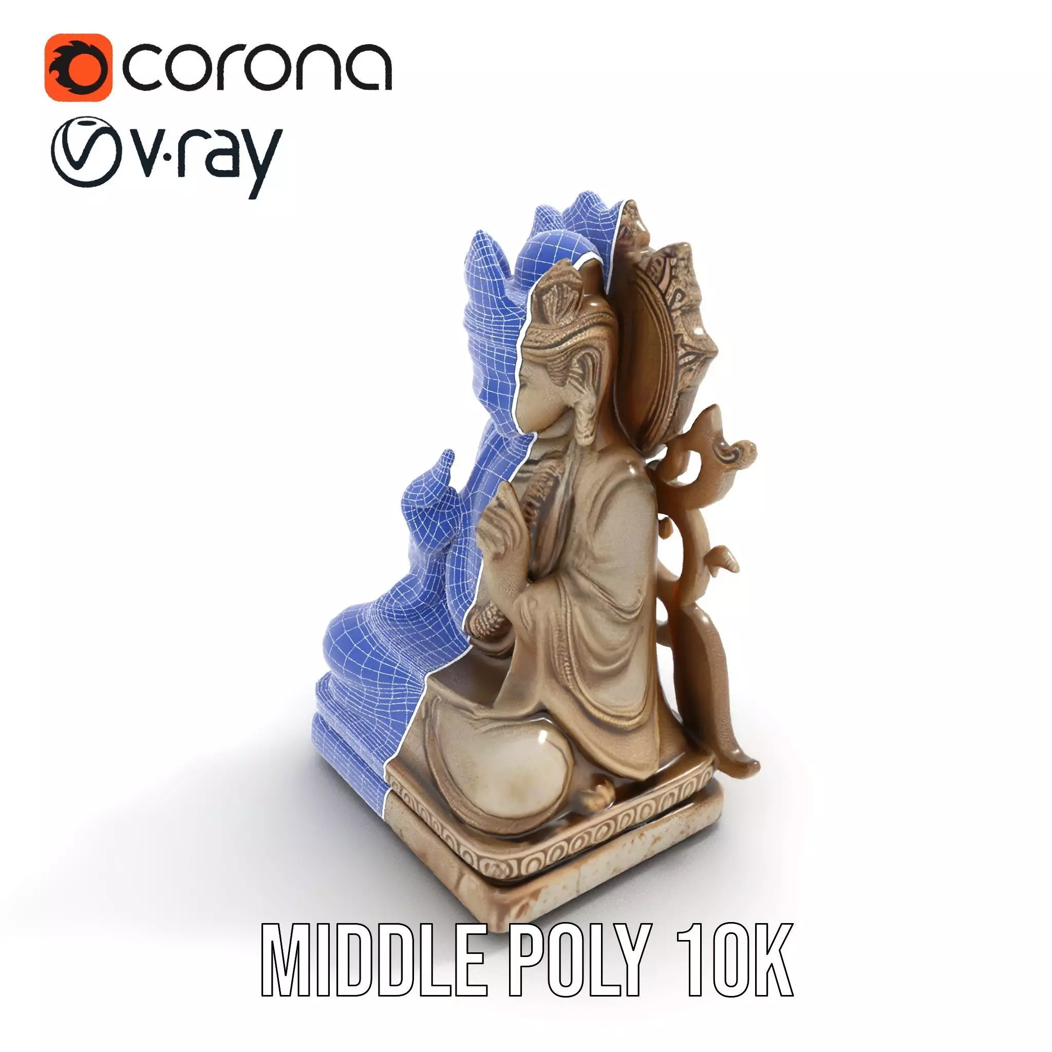 Serene Buddha Sculpture model pack Low-poly 3D model_13