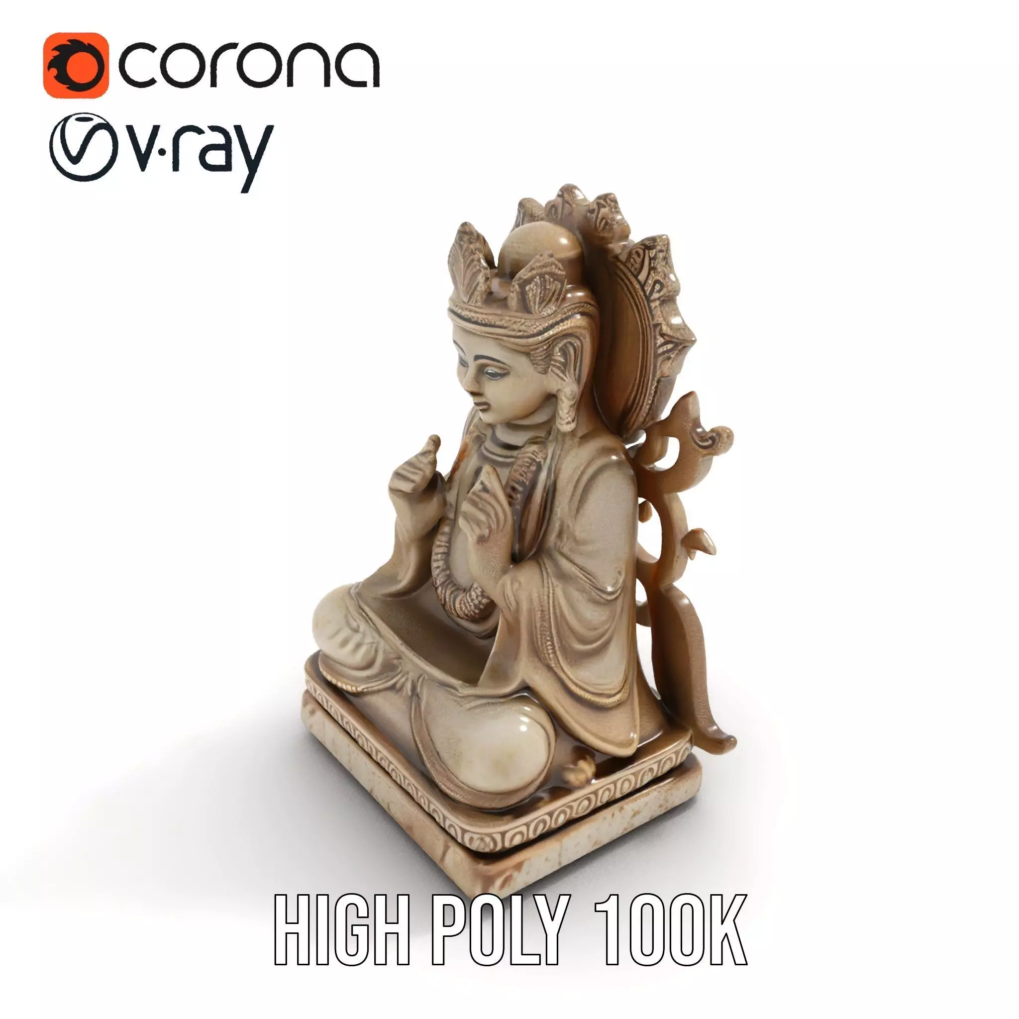 Serene Buddha Sculpture model pack Low-poly 3D model_31