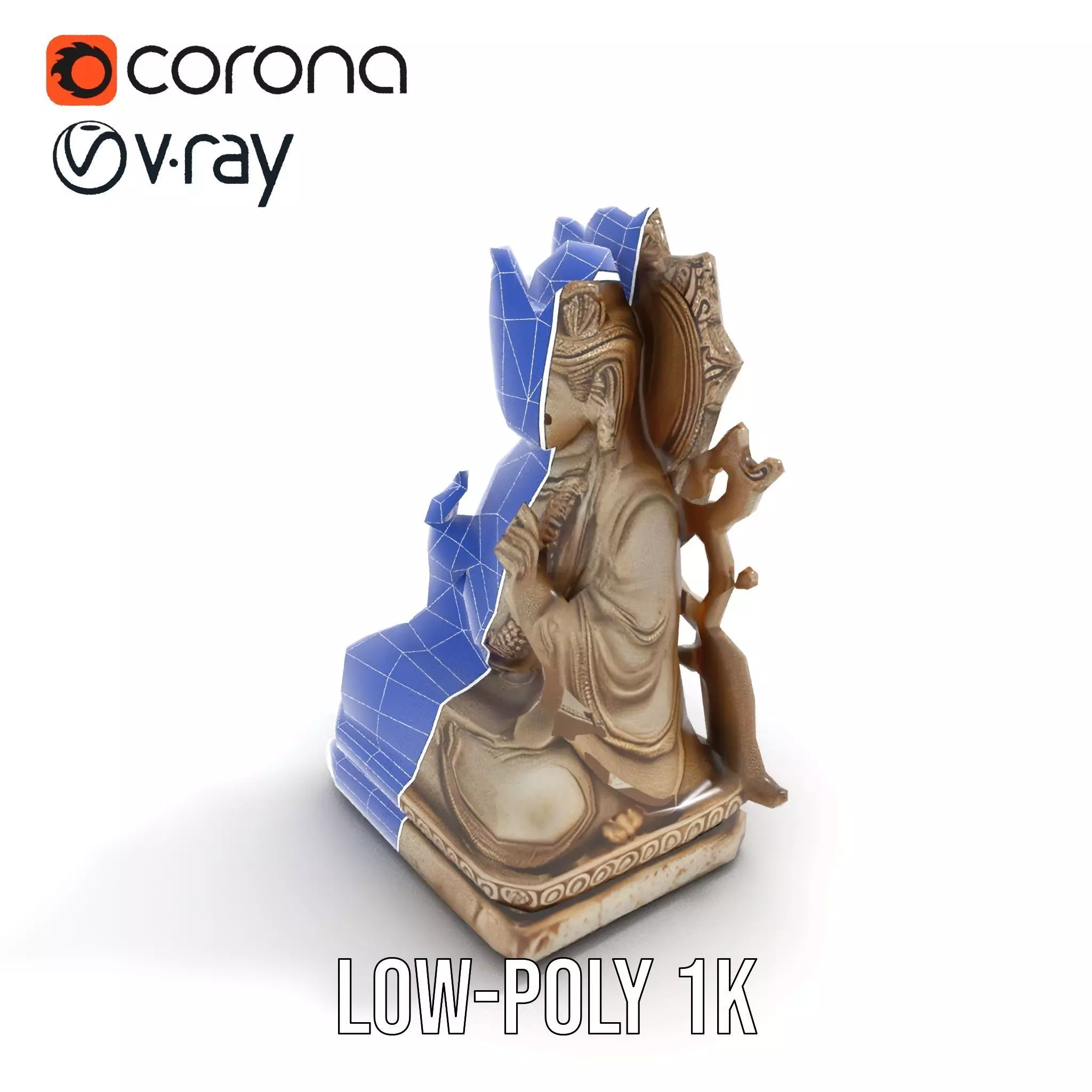 Serene Buddha Sculpture model pack Low-poly 3D model_17