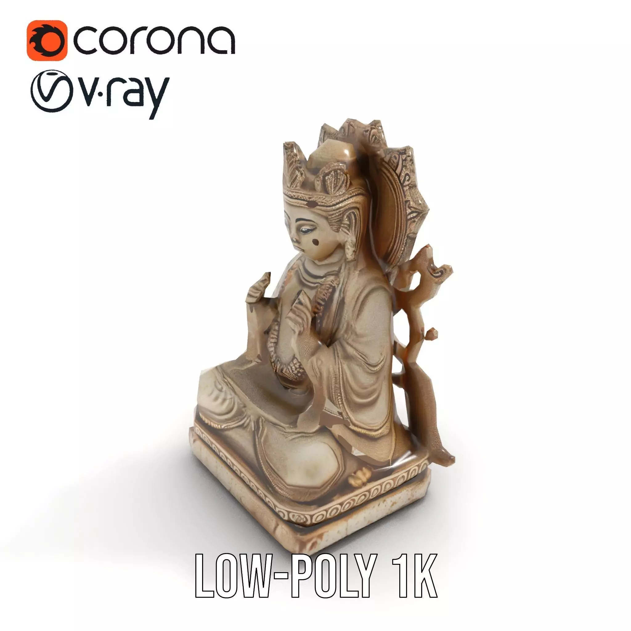 Serene Buddha Sculpture model pack Low-poly 3D model_7