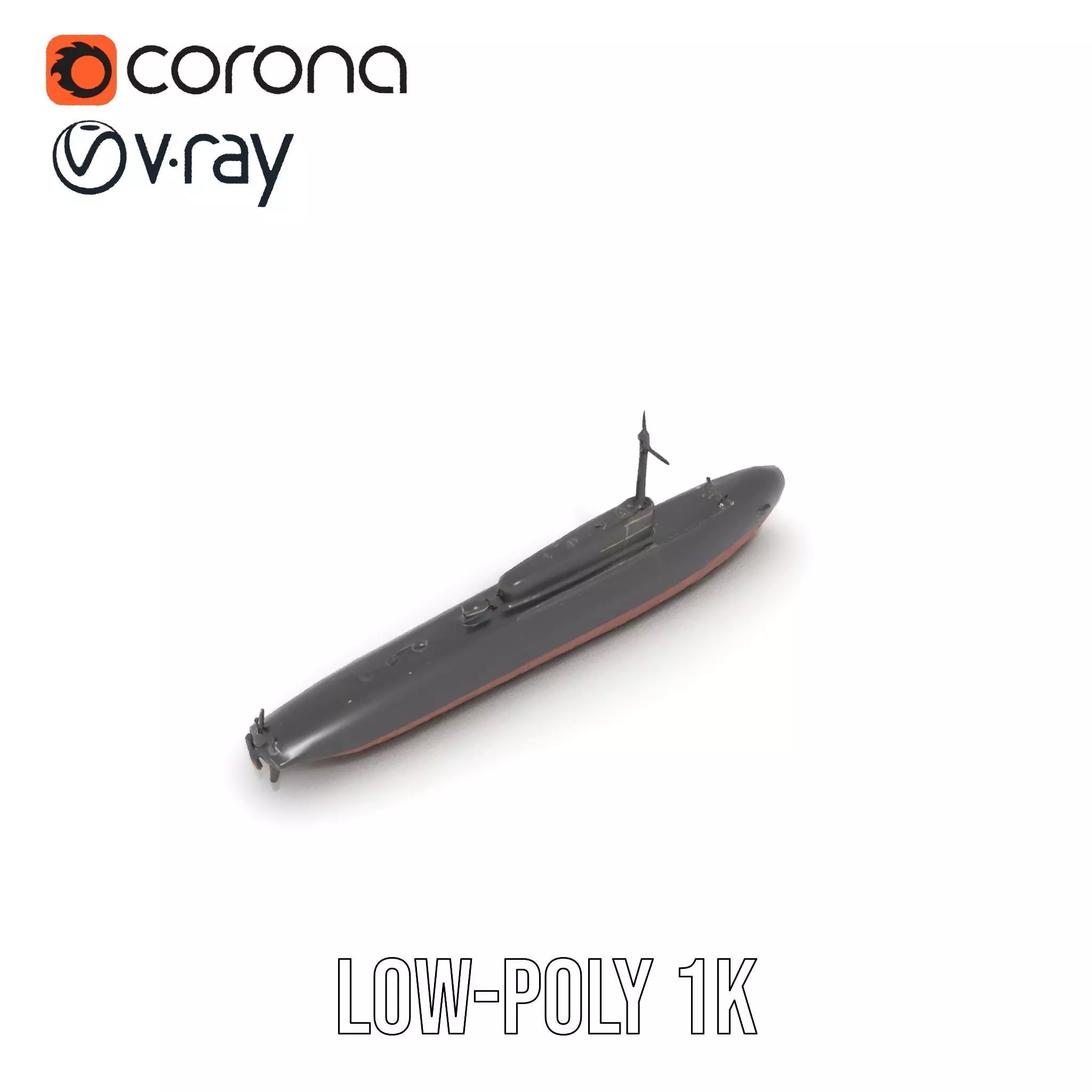 Sleek Submarine model pack Low-poly 3D model_25