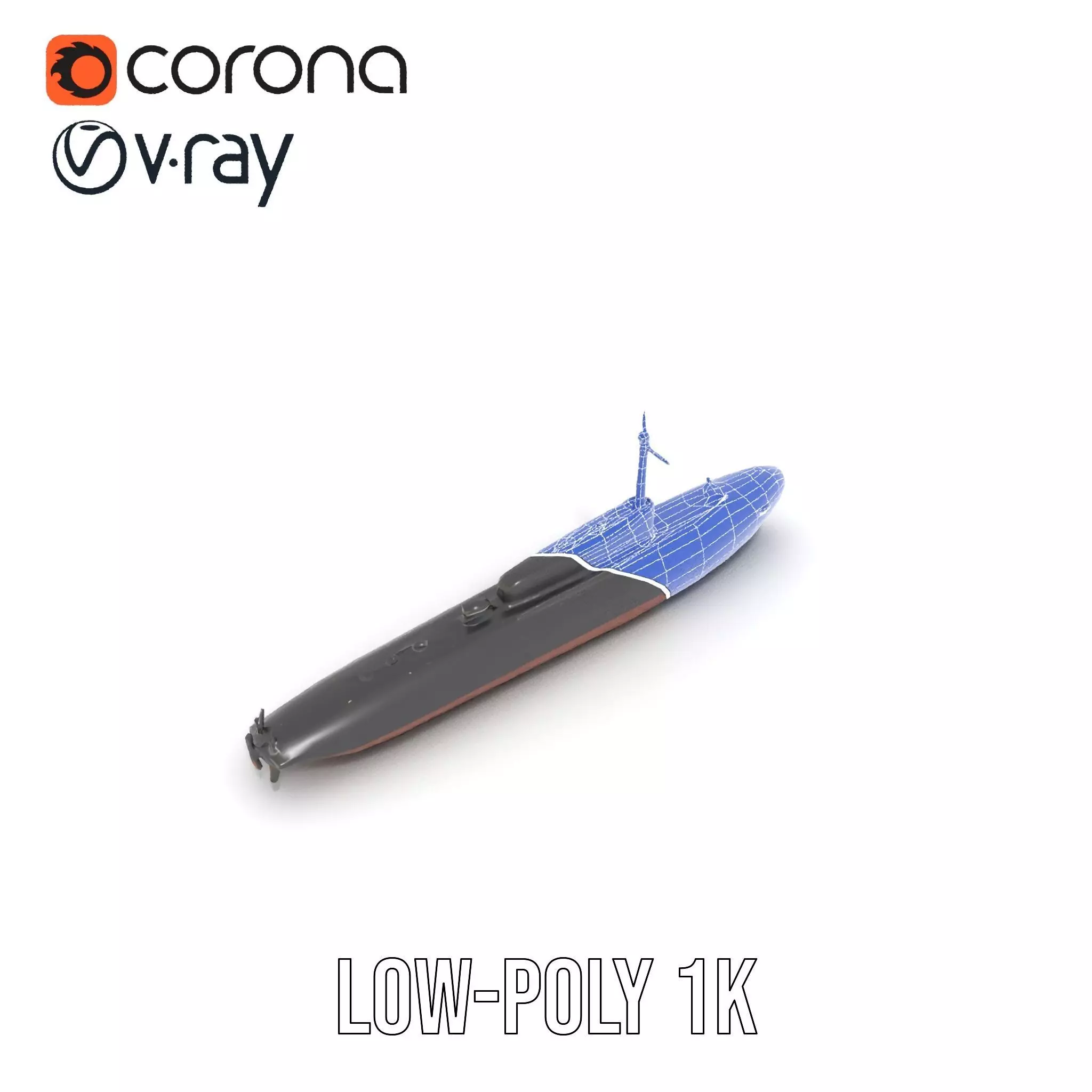 Sleek Submarine model pack Low-poly 3D model_17