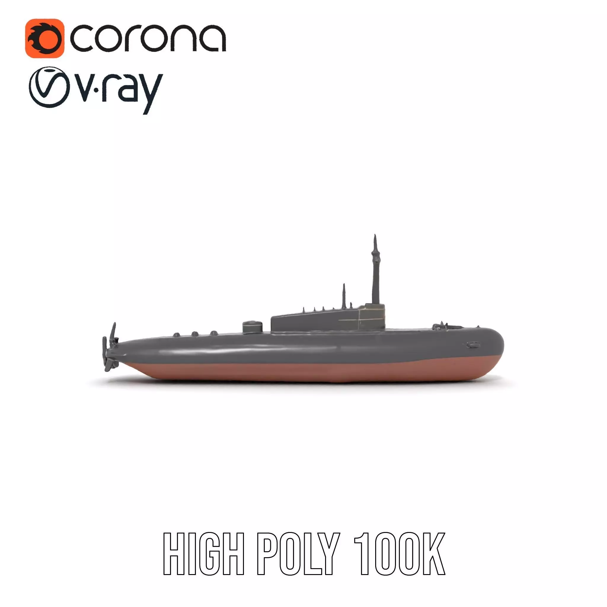 Sleek Submarine model pack Low-poly 3D model_18