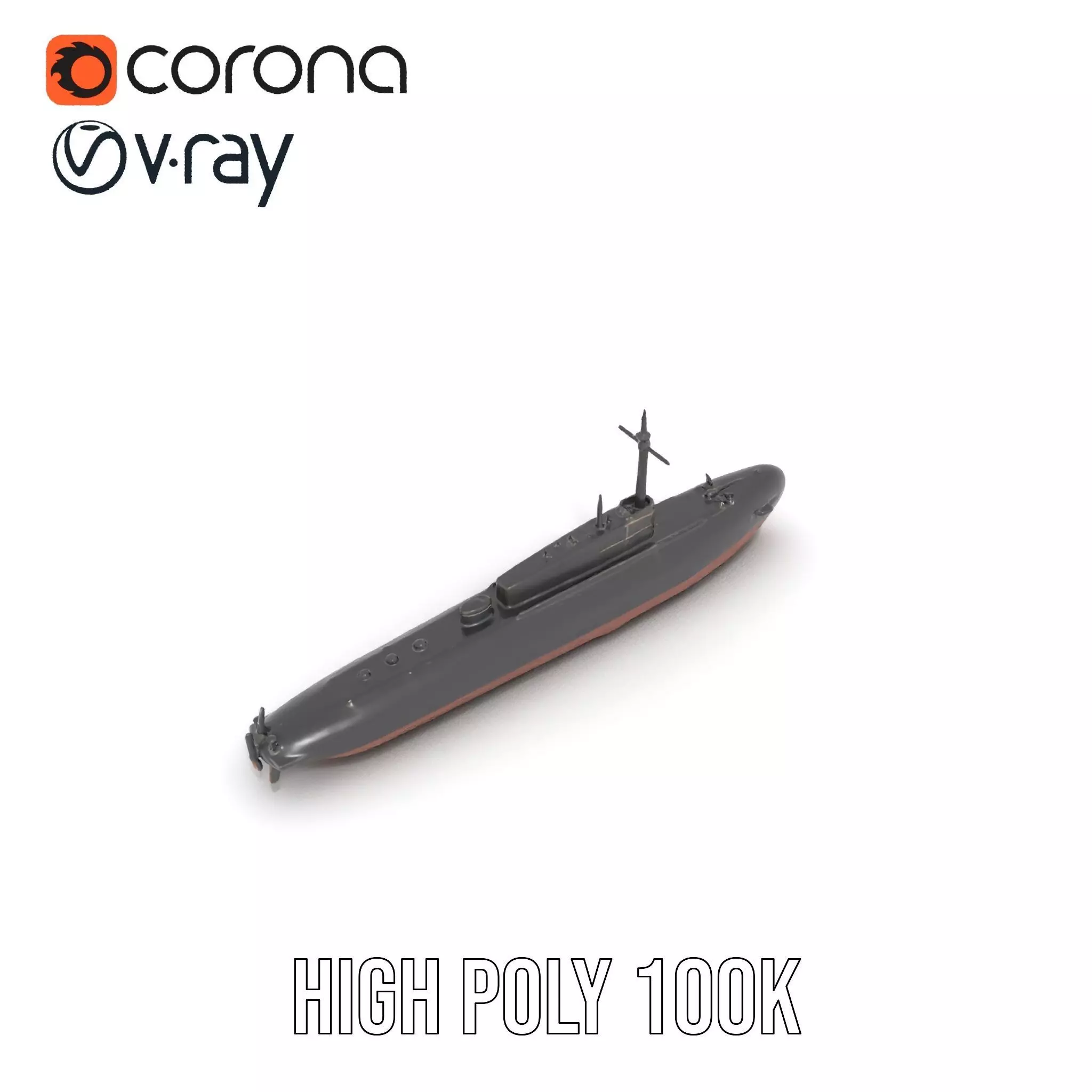Sleek Submarine model pack Low-poly 3D model_32