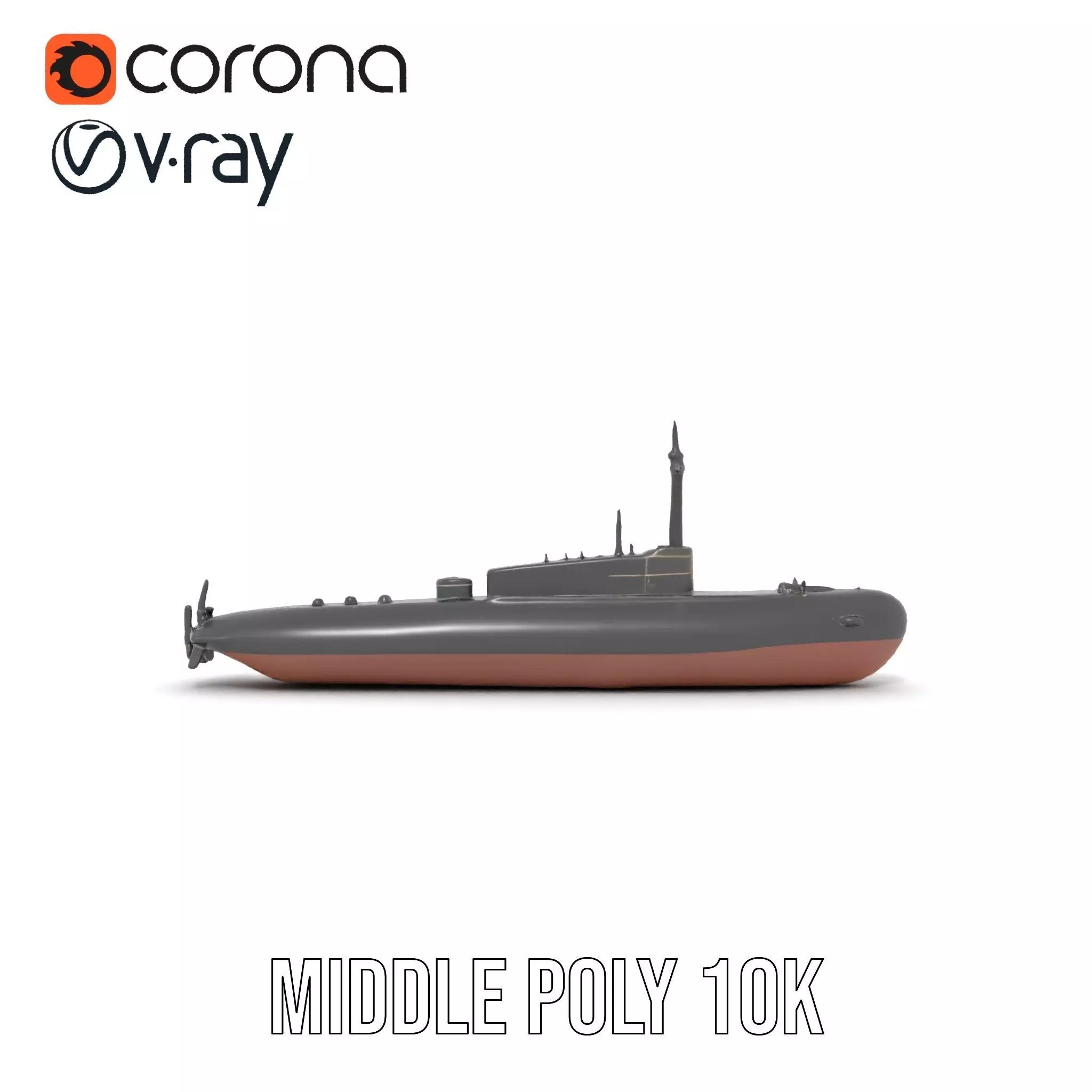 Sleek Submarine model pack Low-poly 3D model_6