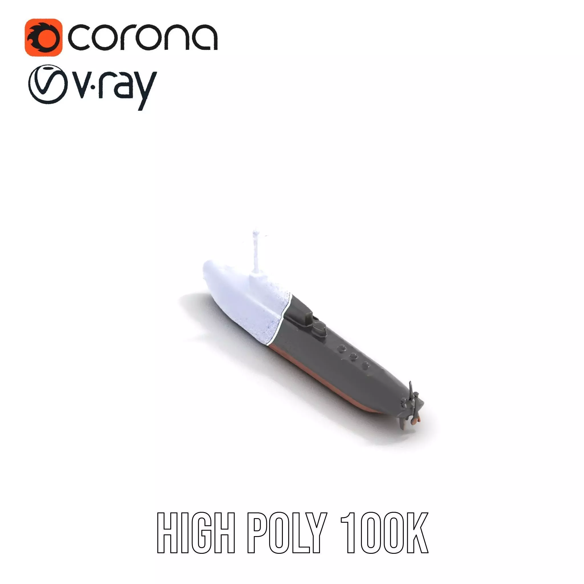 Sleek Submarine model pack Low-poly 3D model_26