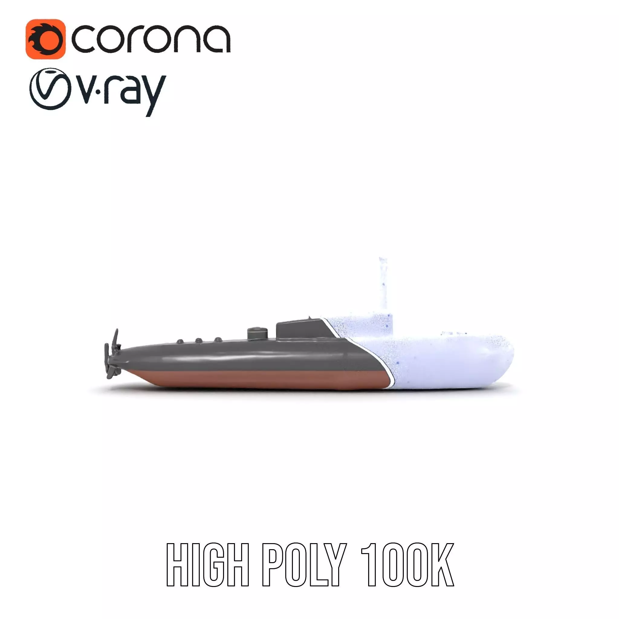 Sleek Submarine model pack Low-poly 3D model_34