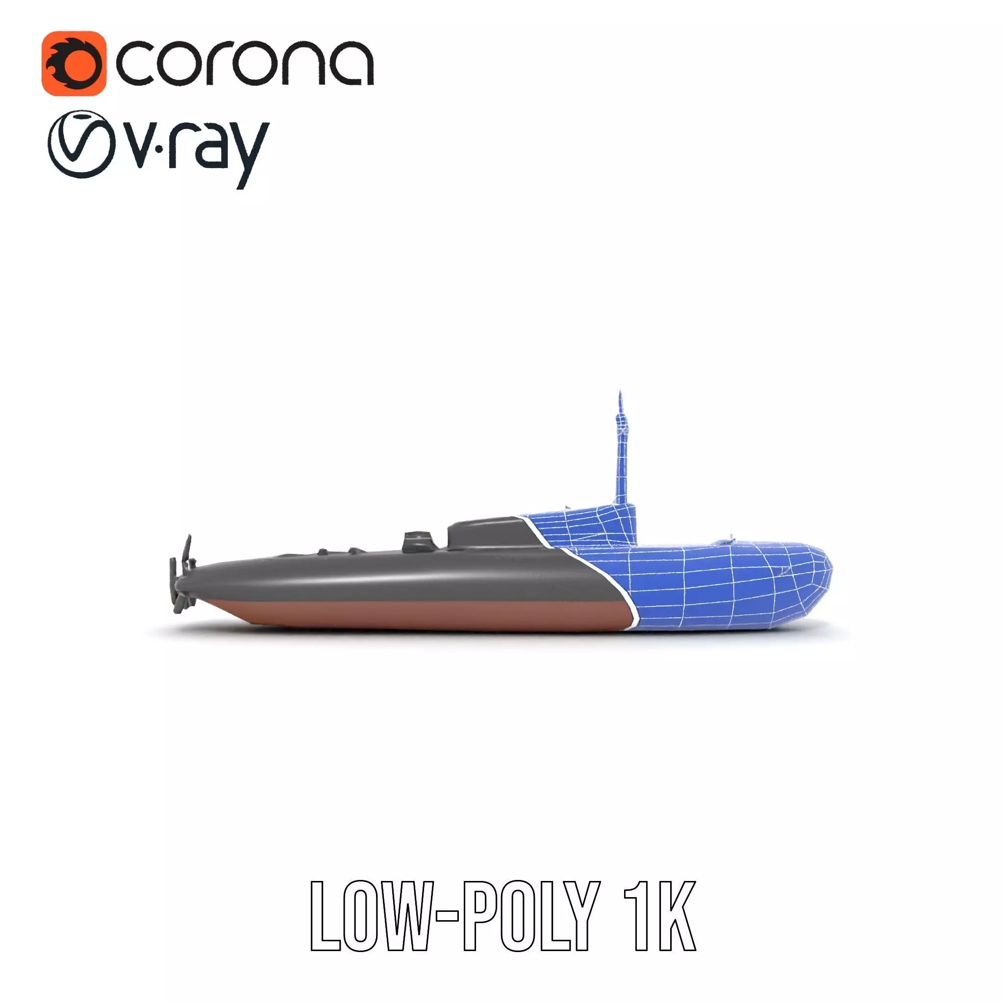 Sleek Submarine model pack Low-poly 3D model_20