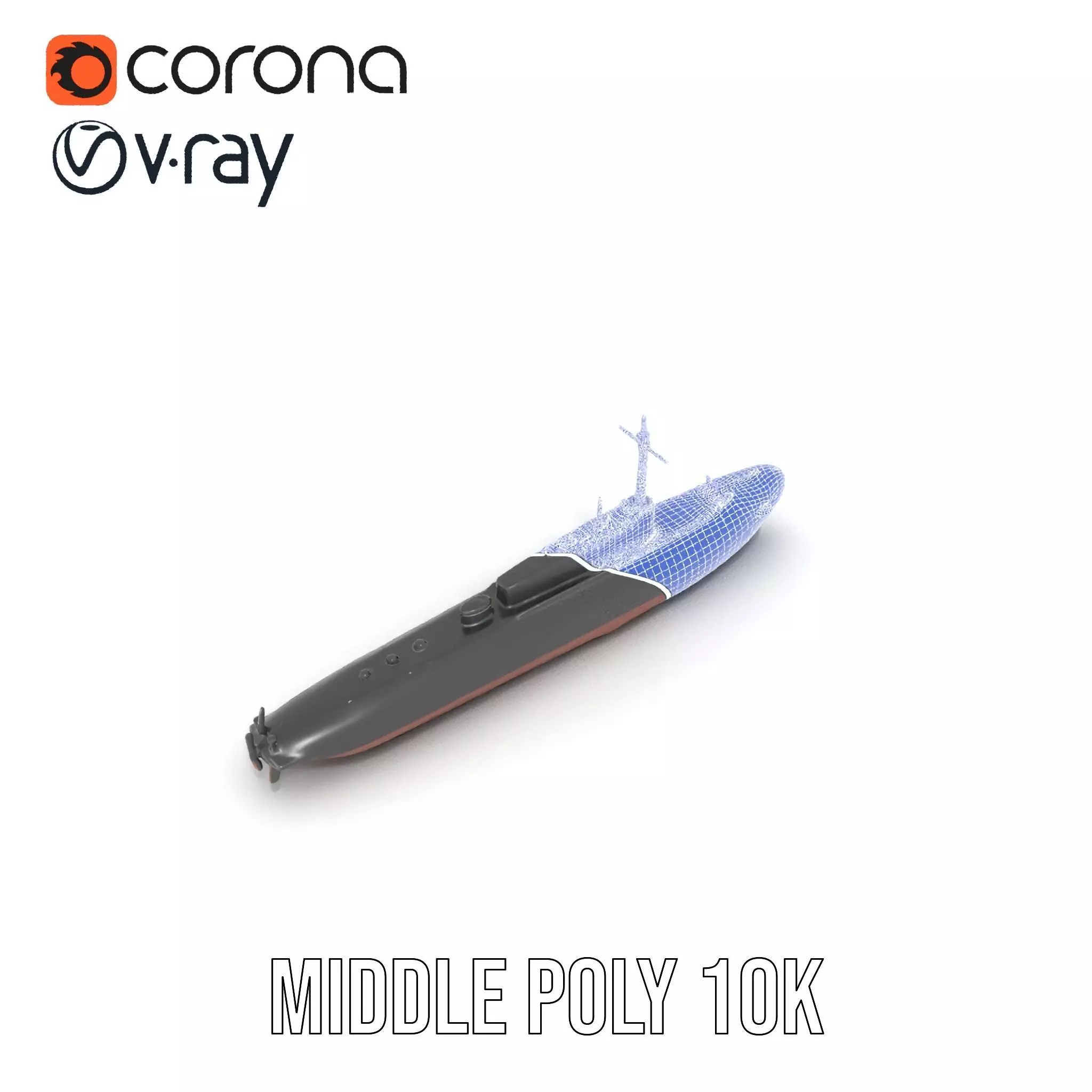 Sleek Submarine model pack Low-poly 3D model_22