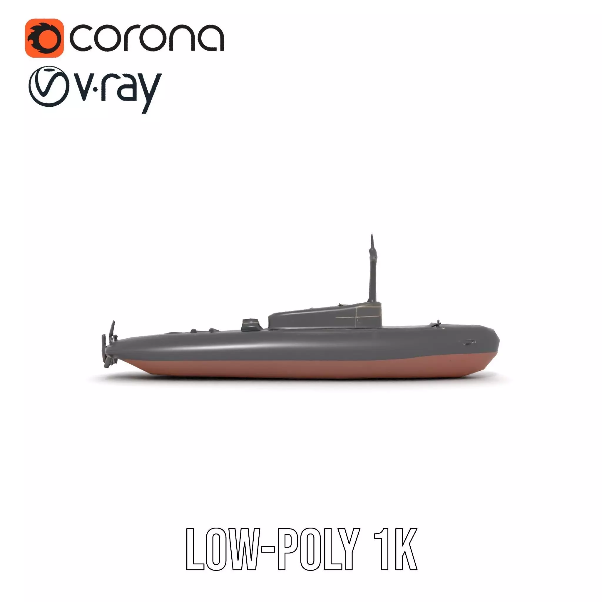 Sleek Submarine model pack Low-poly 3D model_31