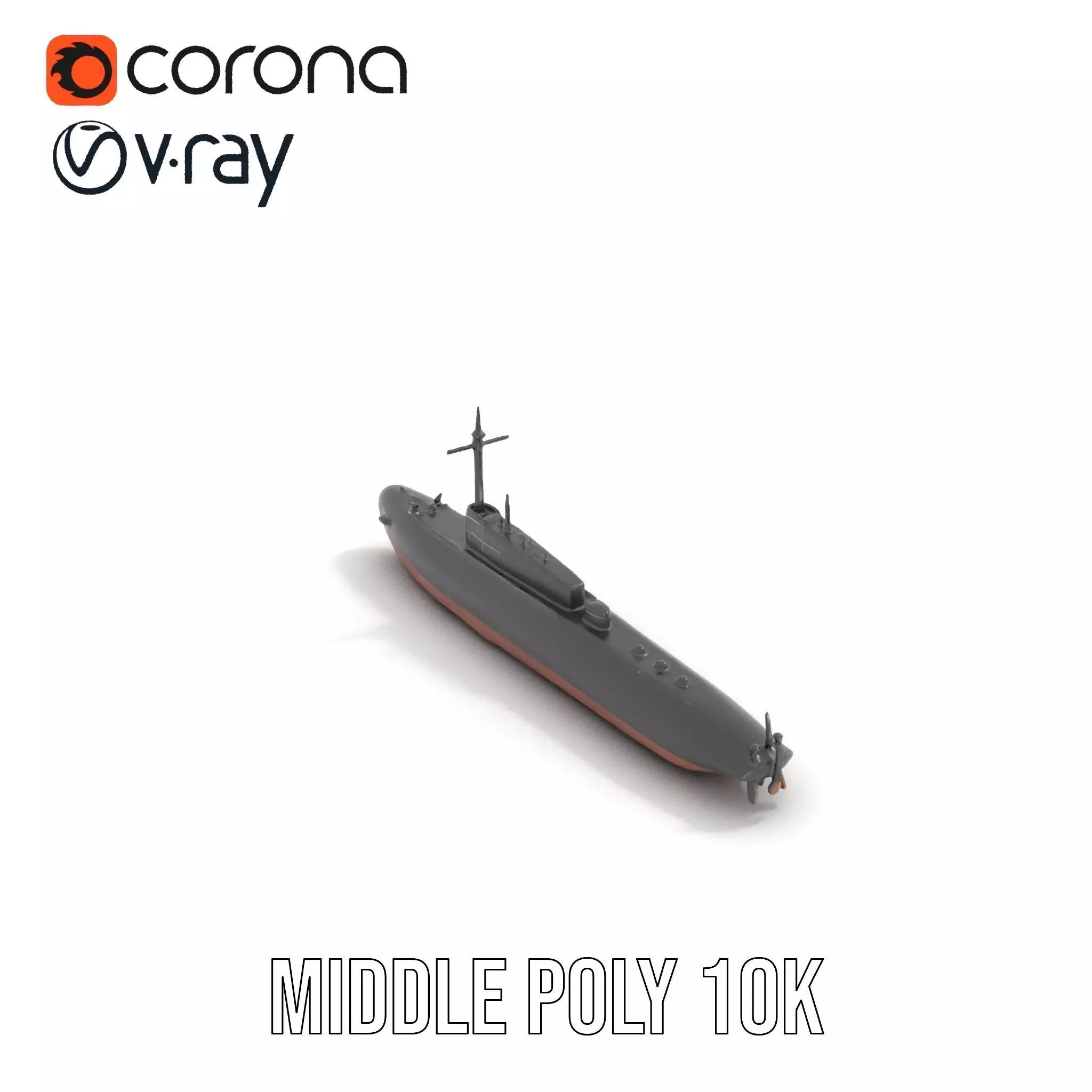 Sleek Submarine model pack Low-poly 3D model_11