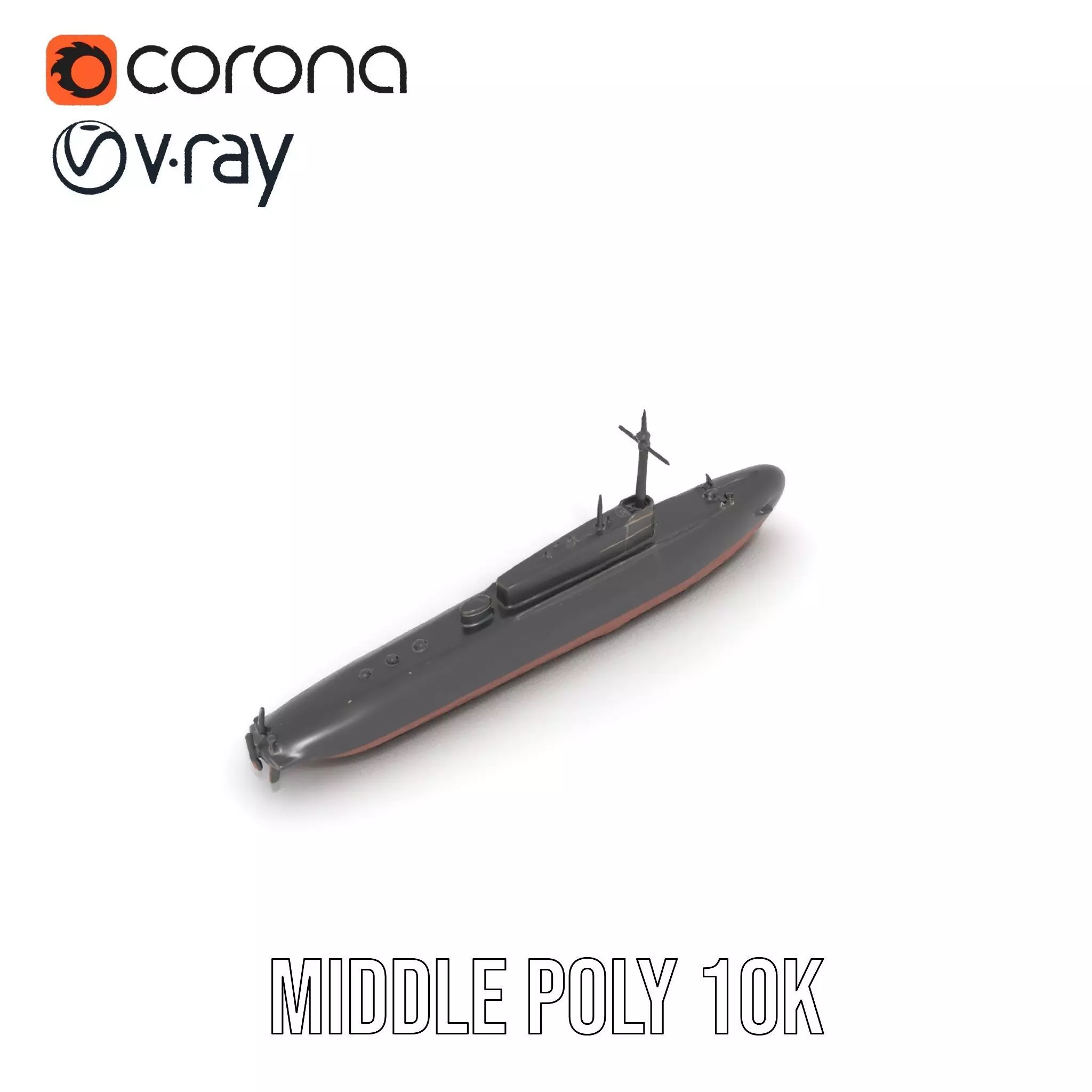 Sleek Submarine model pack Low-poly 3D model_19