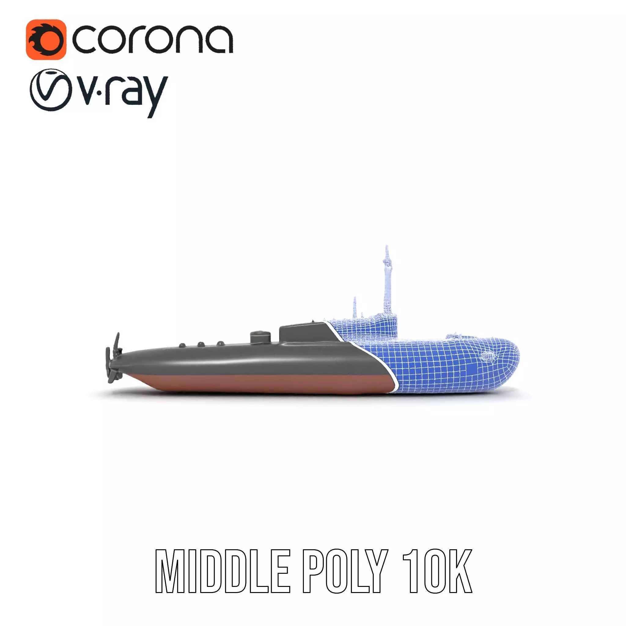 Sleek Submarine model pack Low-poly 3D model_30