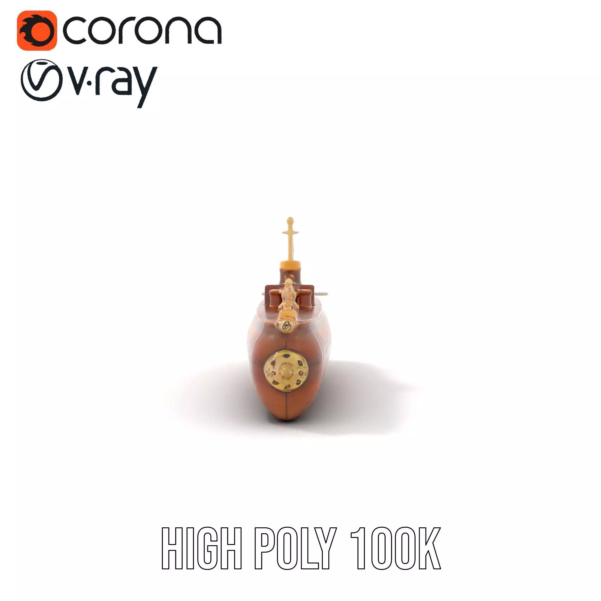 Antique Brass Submarine model pack Low-poly 3D model_28