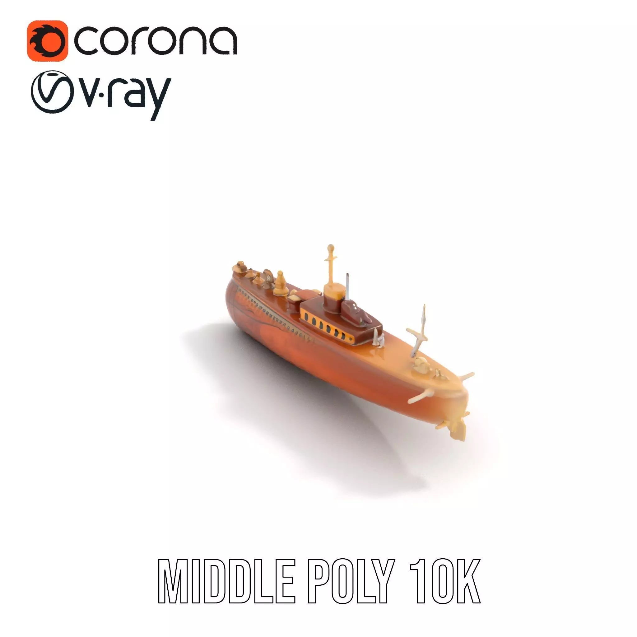 Antique Brass Submarine model pack Low-poly 3D model_6