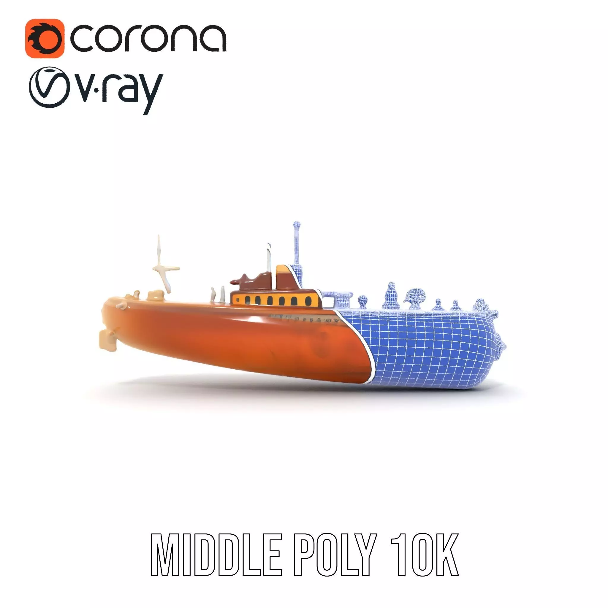 Antique Brass Submarine model pack Low-poly 3D model_29