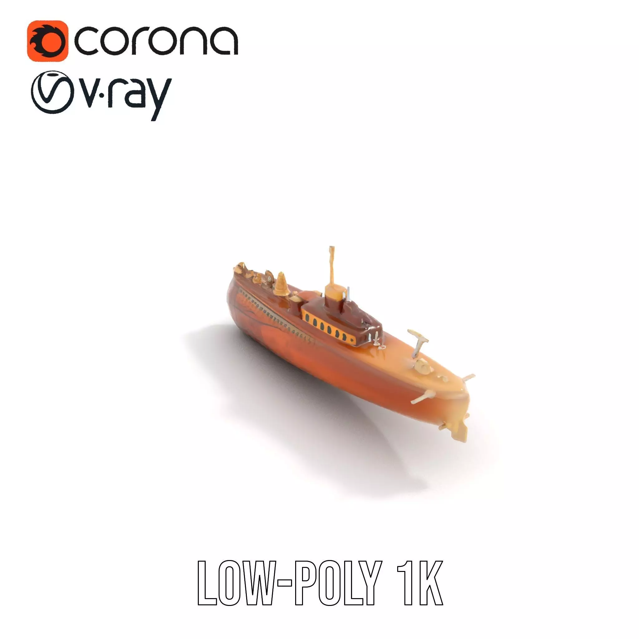 Antique Brass Submarine model pack Low-poly 3D model_22