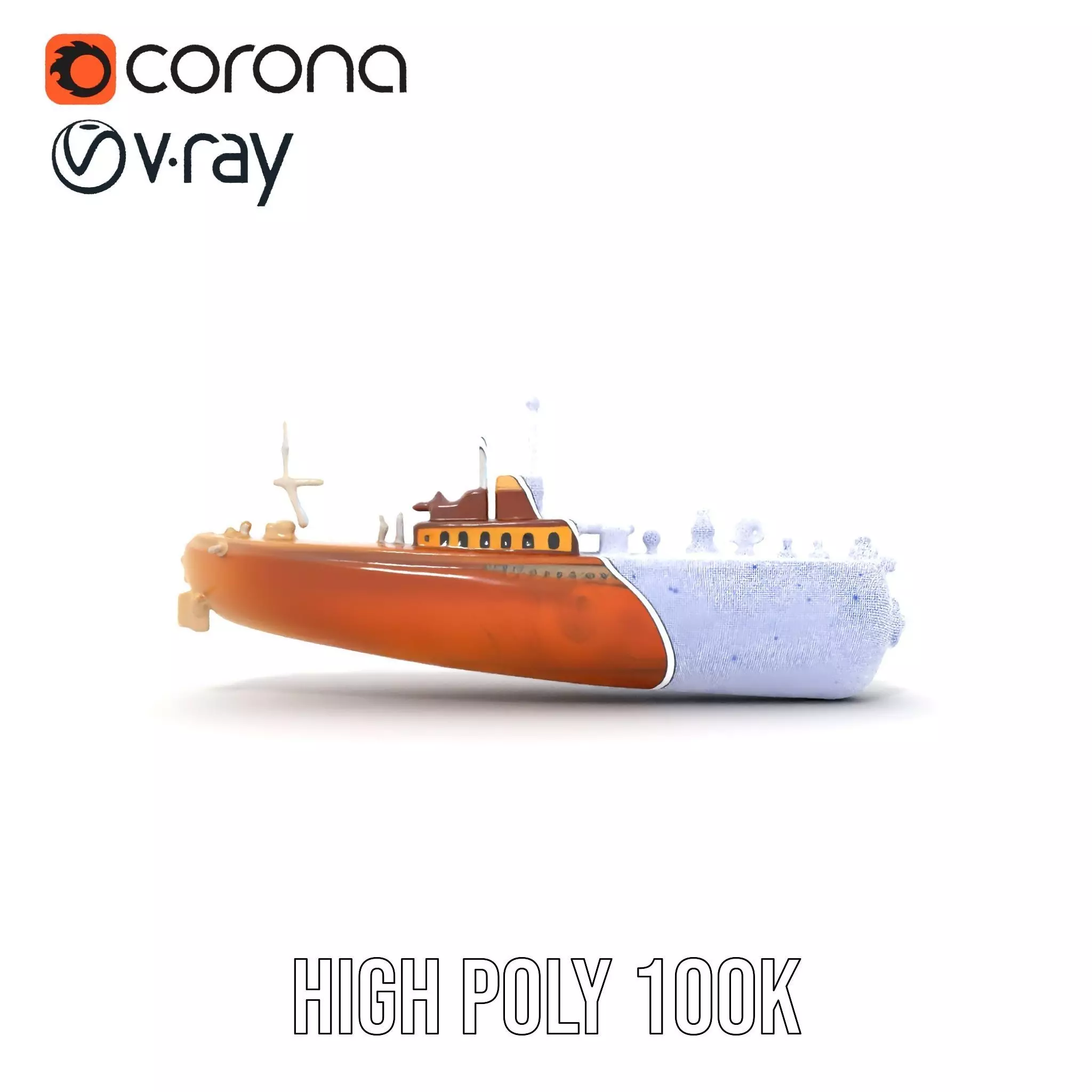 Antique Brass Submarine model pack Low-poly 3D model_34