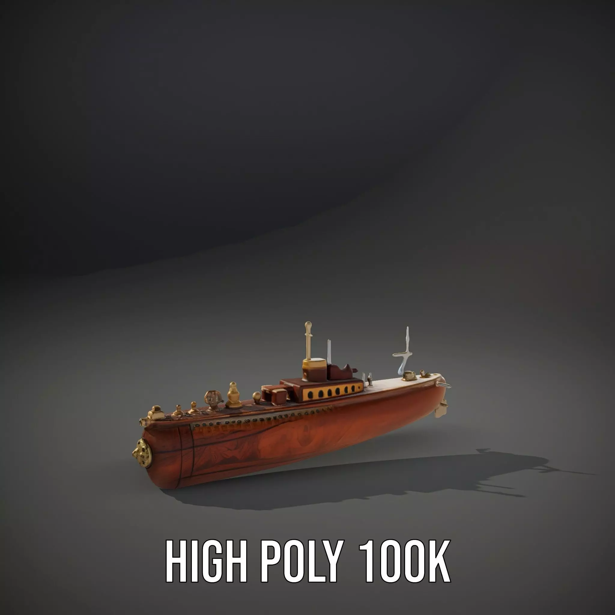 Antique Brass Submarine model pack Low-poly 3D model_8