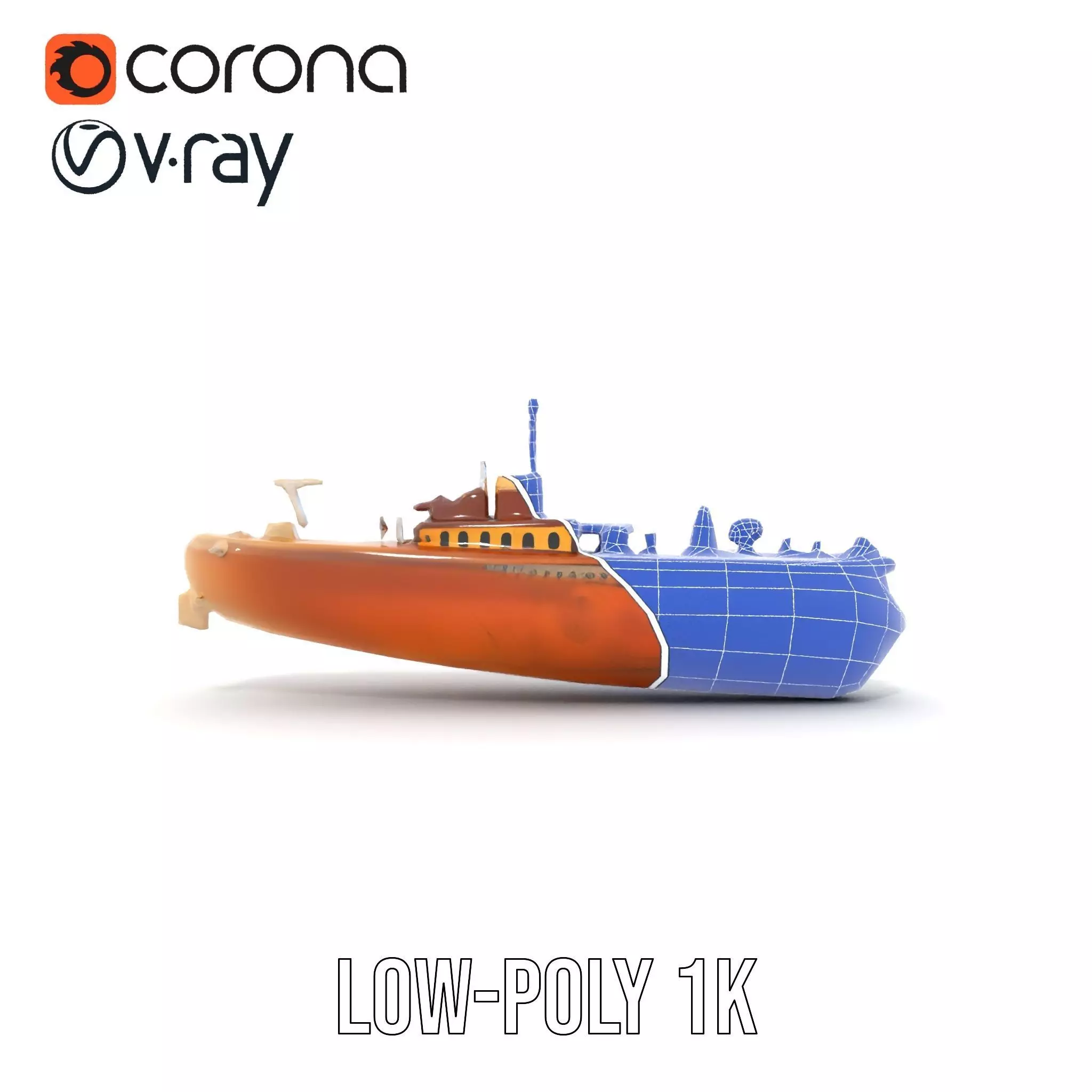 Antique Brass Submarine model pack Low-poly 3D model_16