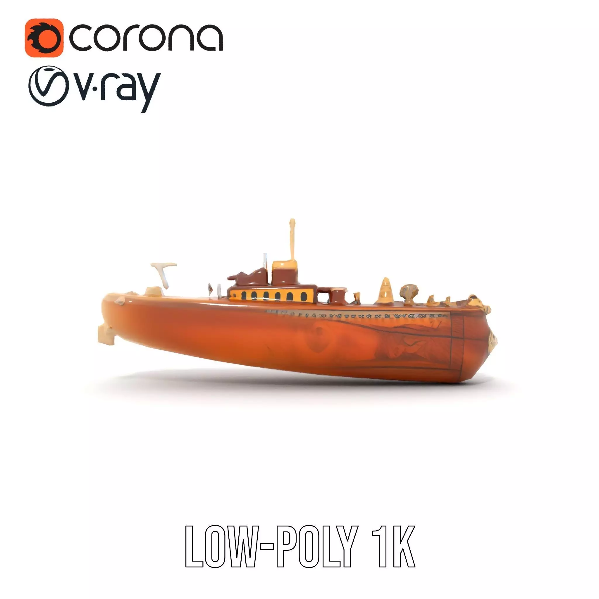 Antique Brass Submarine model pack Low-poly 3D model_27