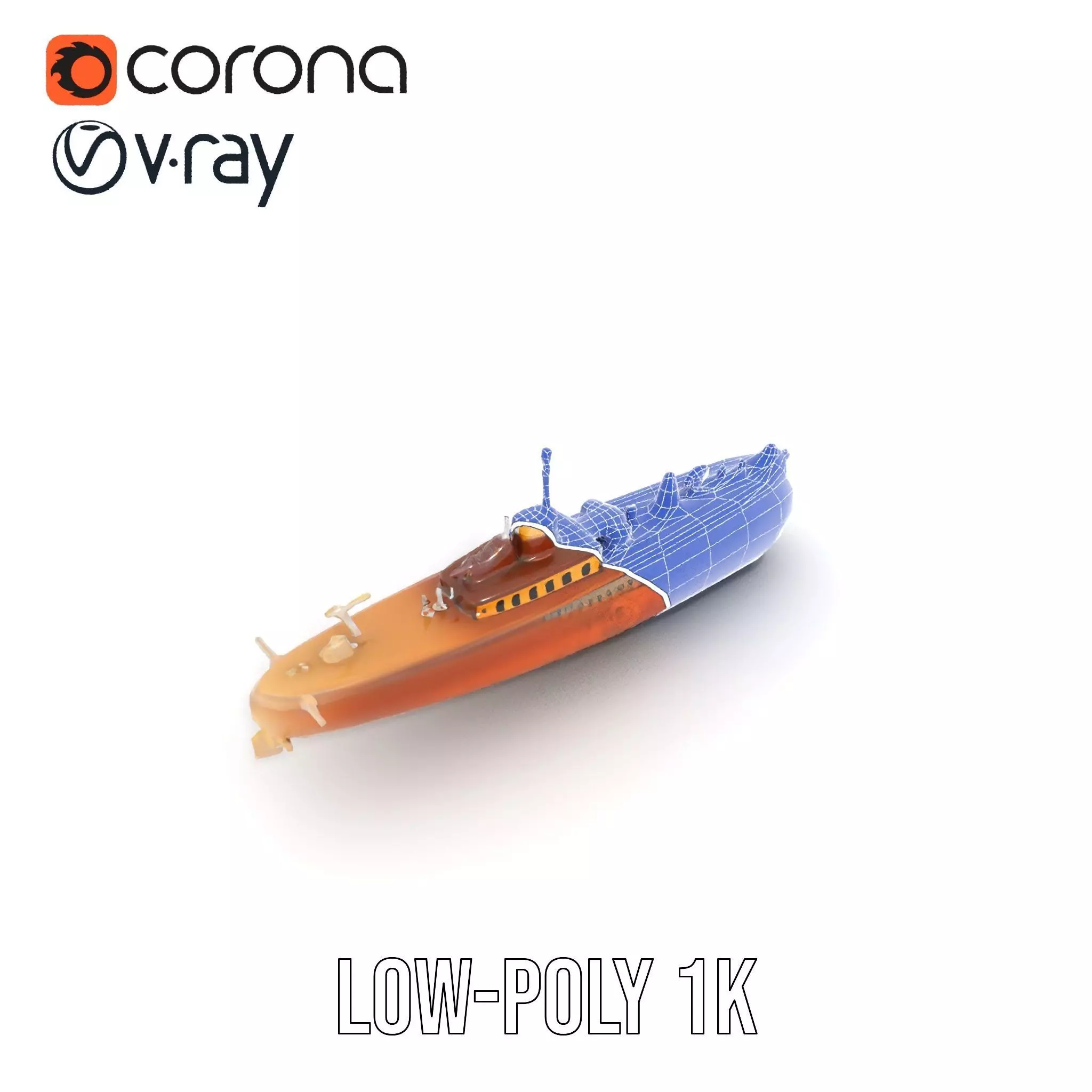 Antique Brass Submarine model pack Low-poly 3D model_19