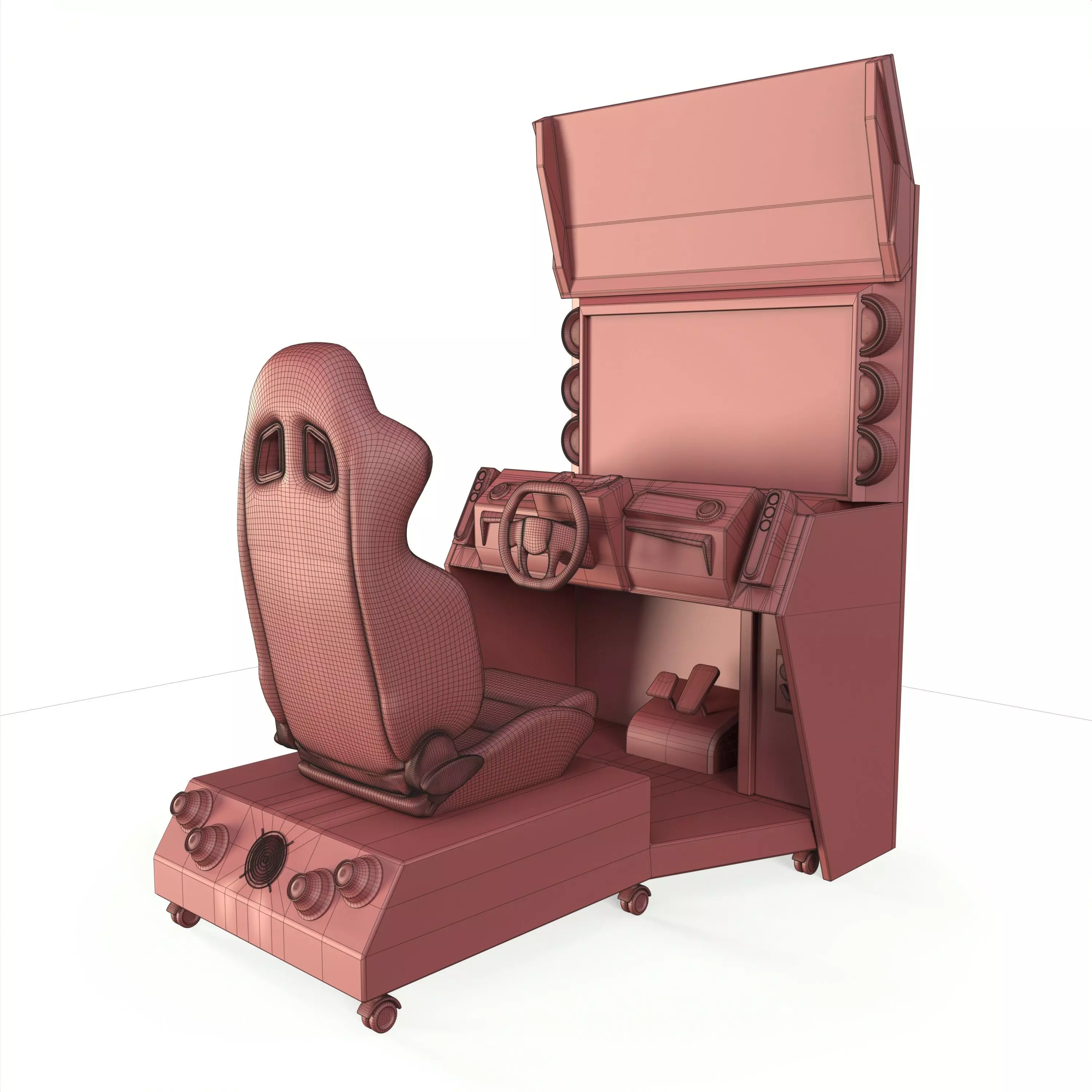 Car Racing Game Arcade Machine 3D model_9