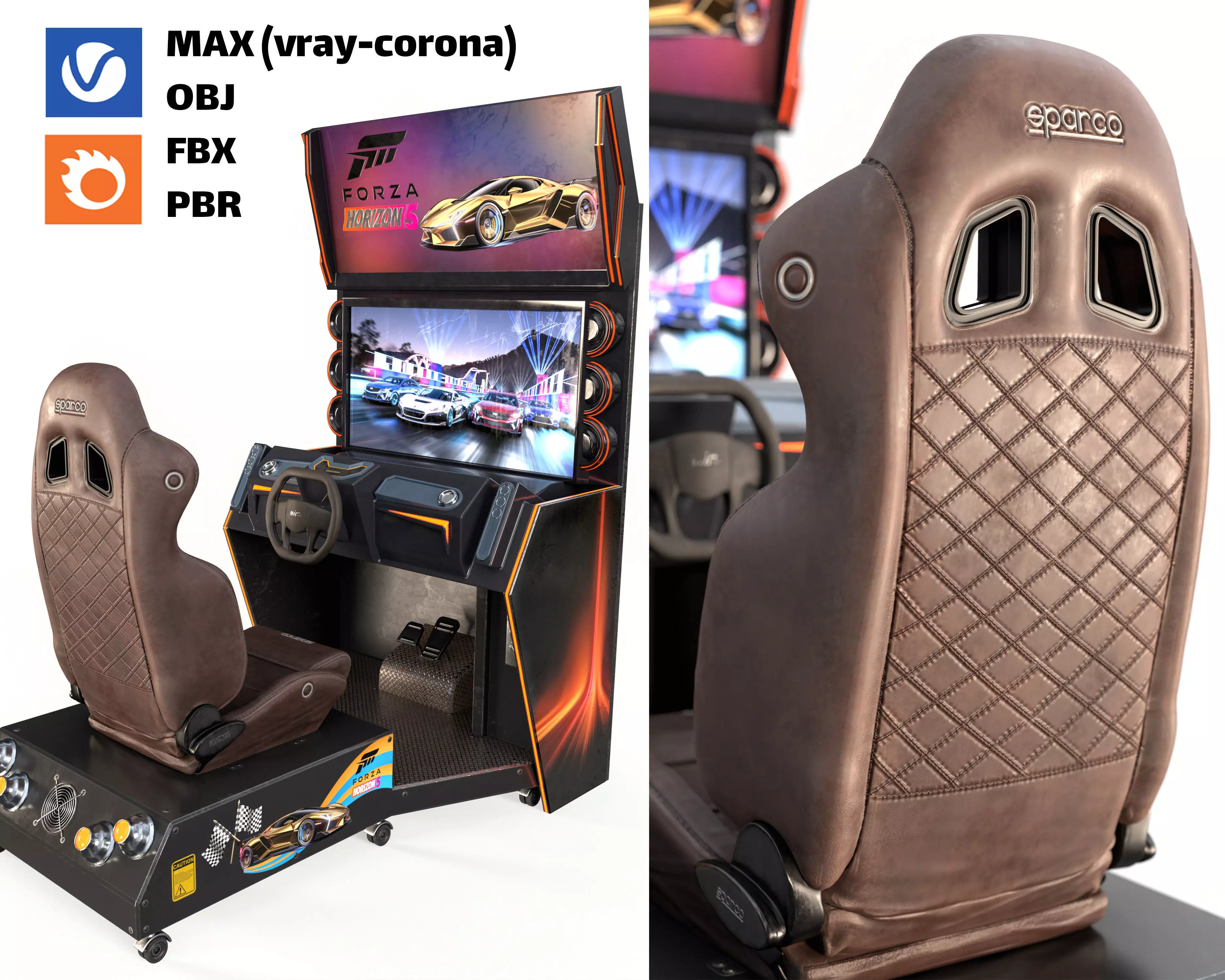 Car Racing Game Arcade Machine 3D model_0