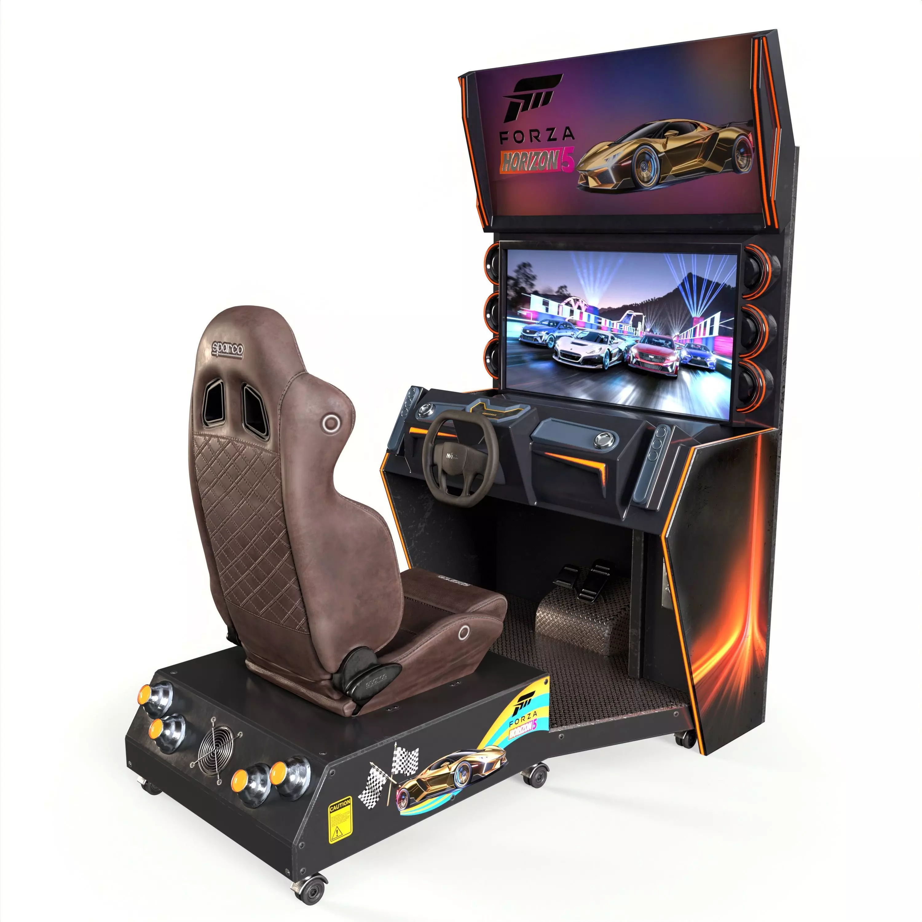 Car Racing Game Arcade Machine 3D model_10