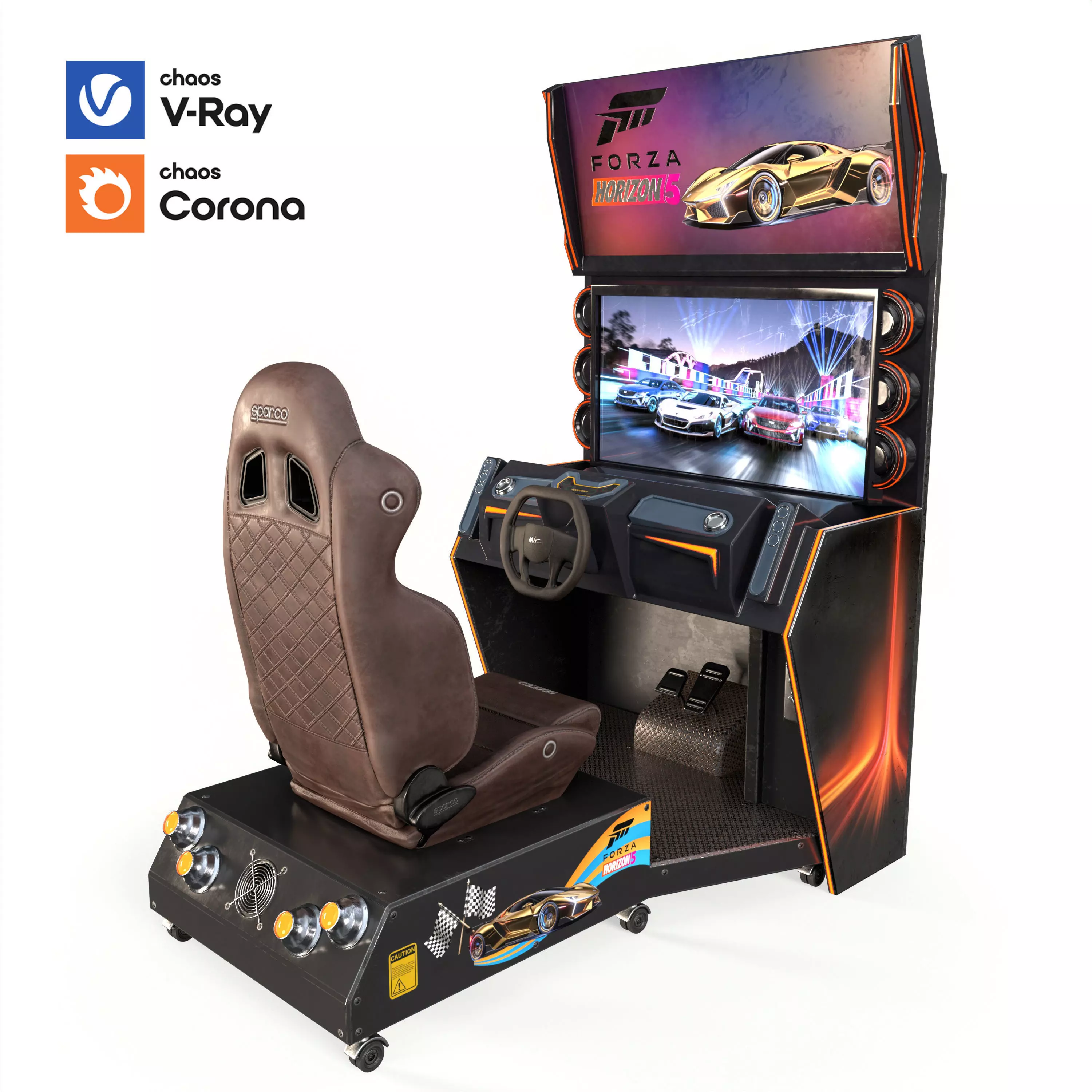 Car Racing Game Arcade Machine 3D model_11