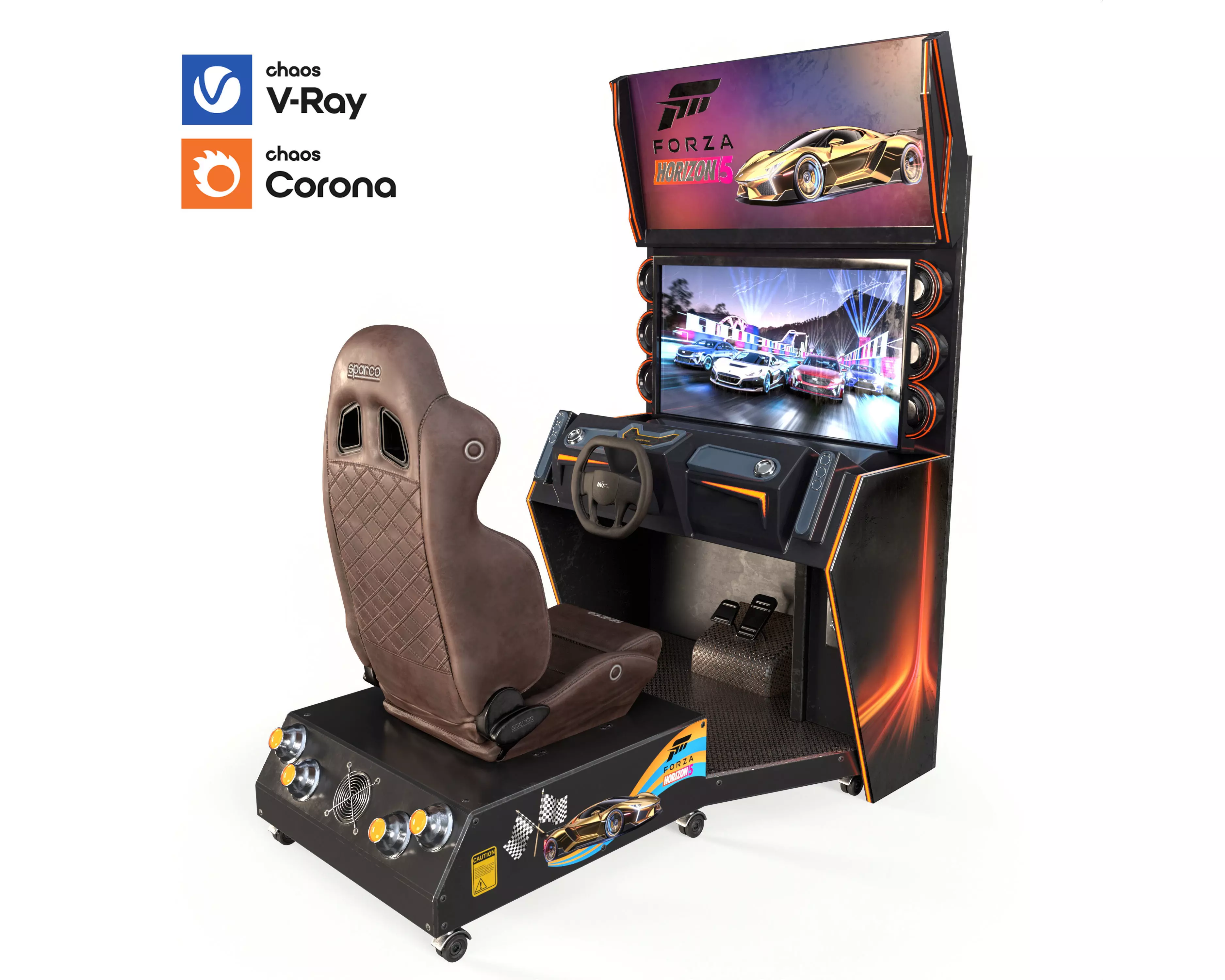 Car Racing Game Arcade Machine 3D model_12
