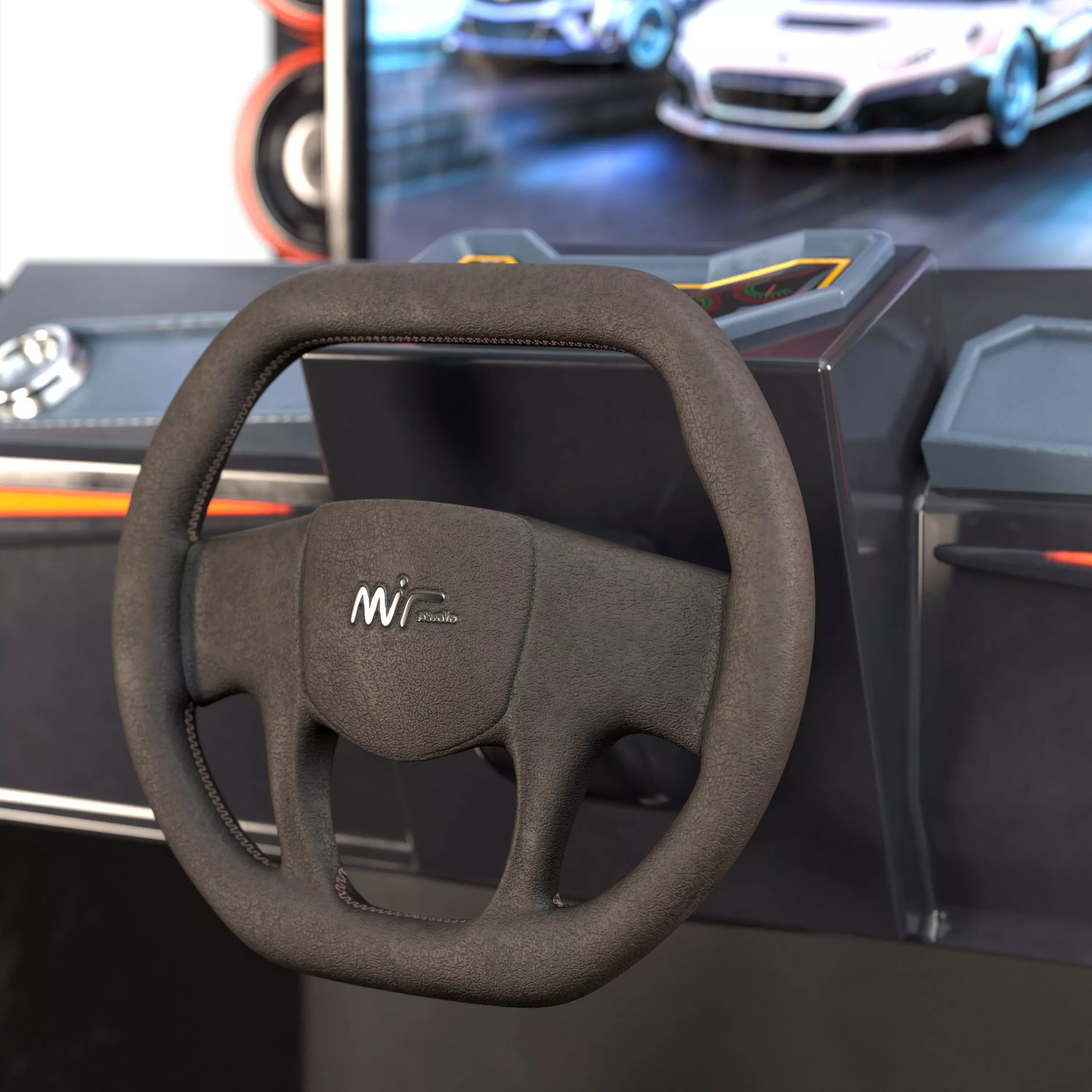 Car Racing Game Arcade Machine 3D model_2