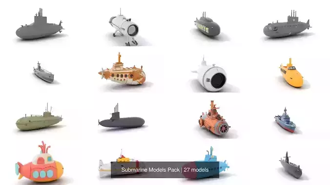 Submarine Models Pack 3D Model Collection