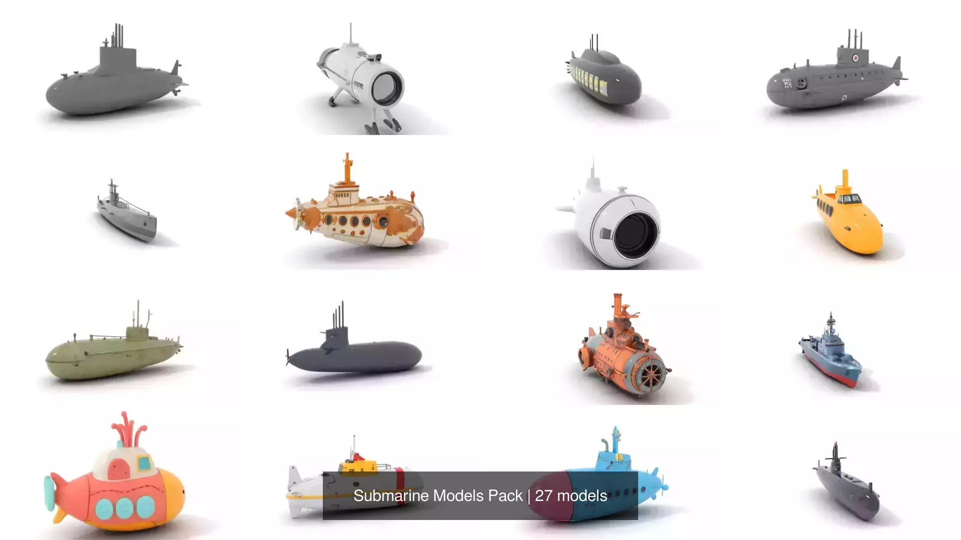Submarine Models Pack 3D Model Collection_0