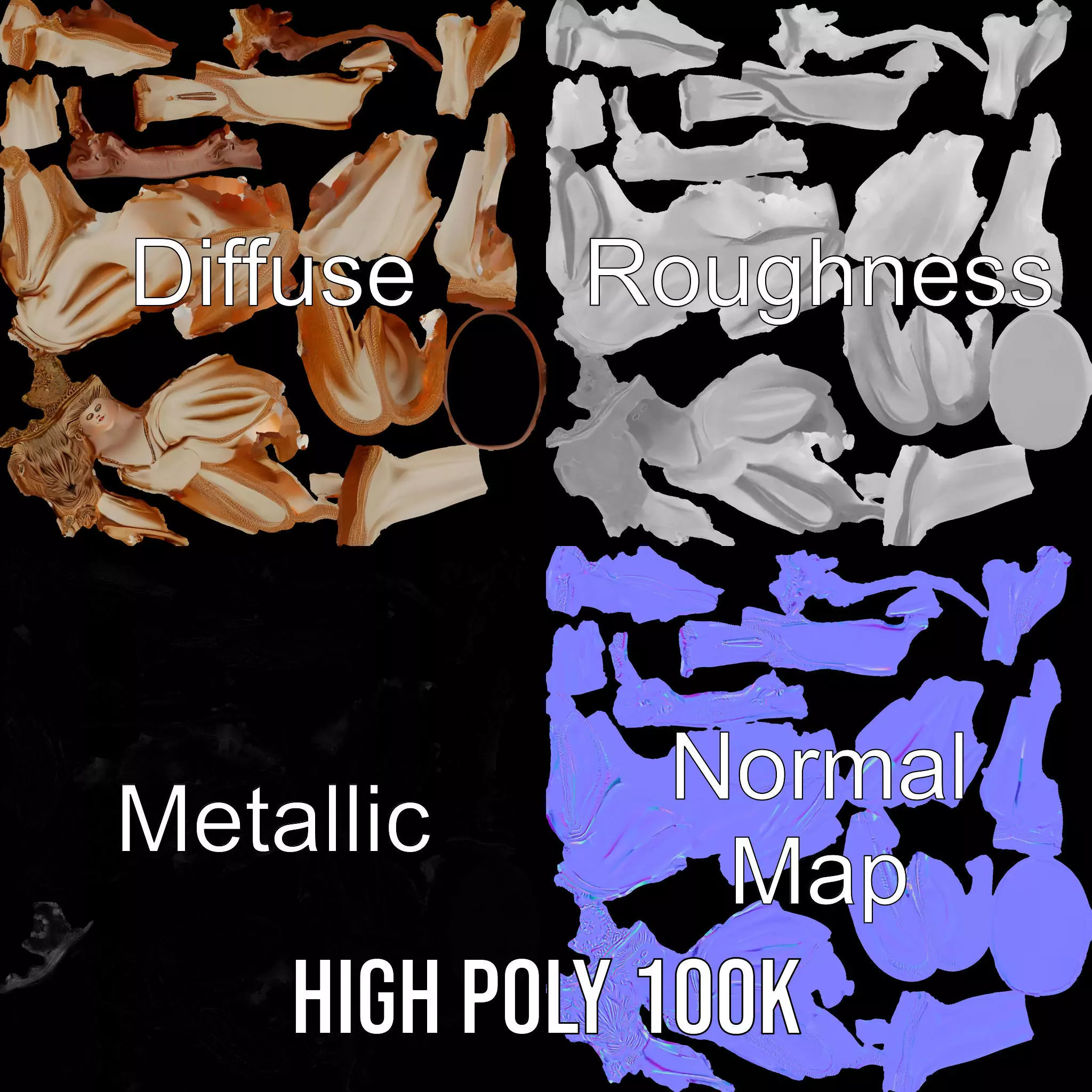 Regal Ivory Statue model pack Low-poly 3D model_3