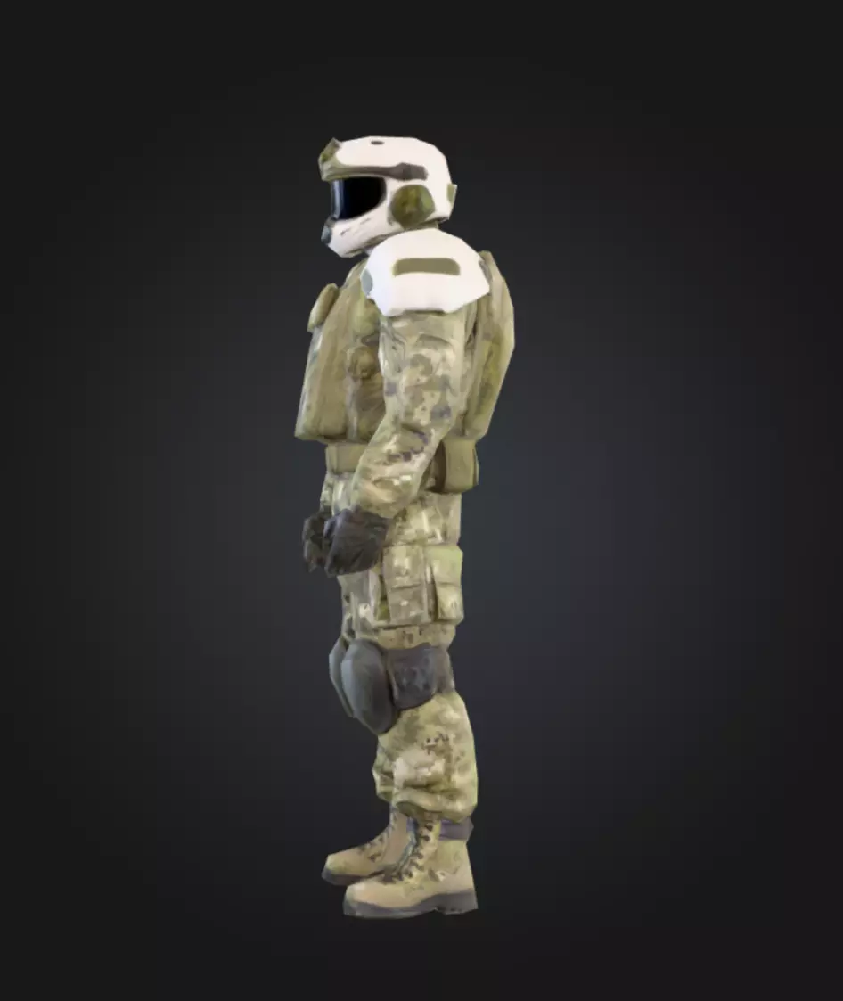 Armored Soldier Character Low-poly 3D model_1